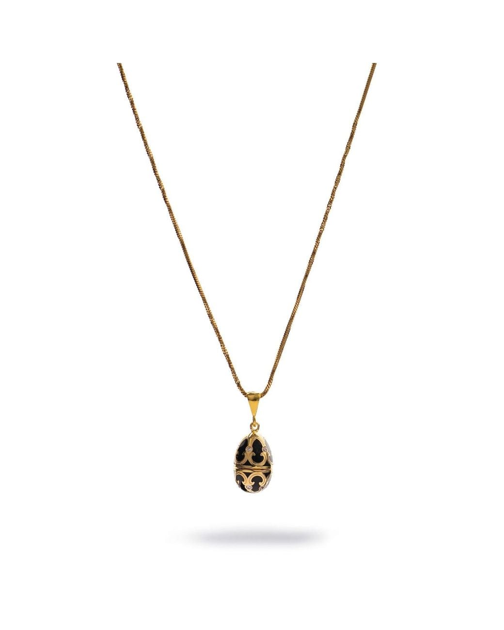 Ebru Jewelry Metallic Lucky Clover Enamel Egg Necklace