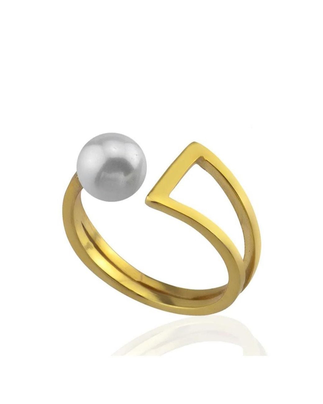 LINYA JEWELLERY Metallic Natural Pearl Adjustable Ring