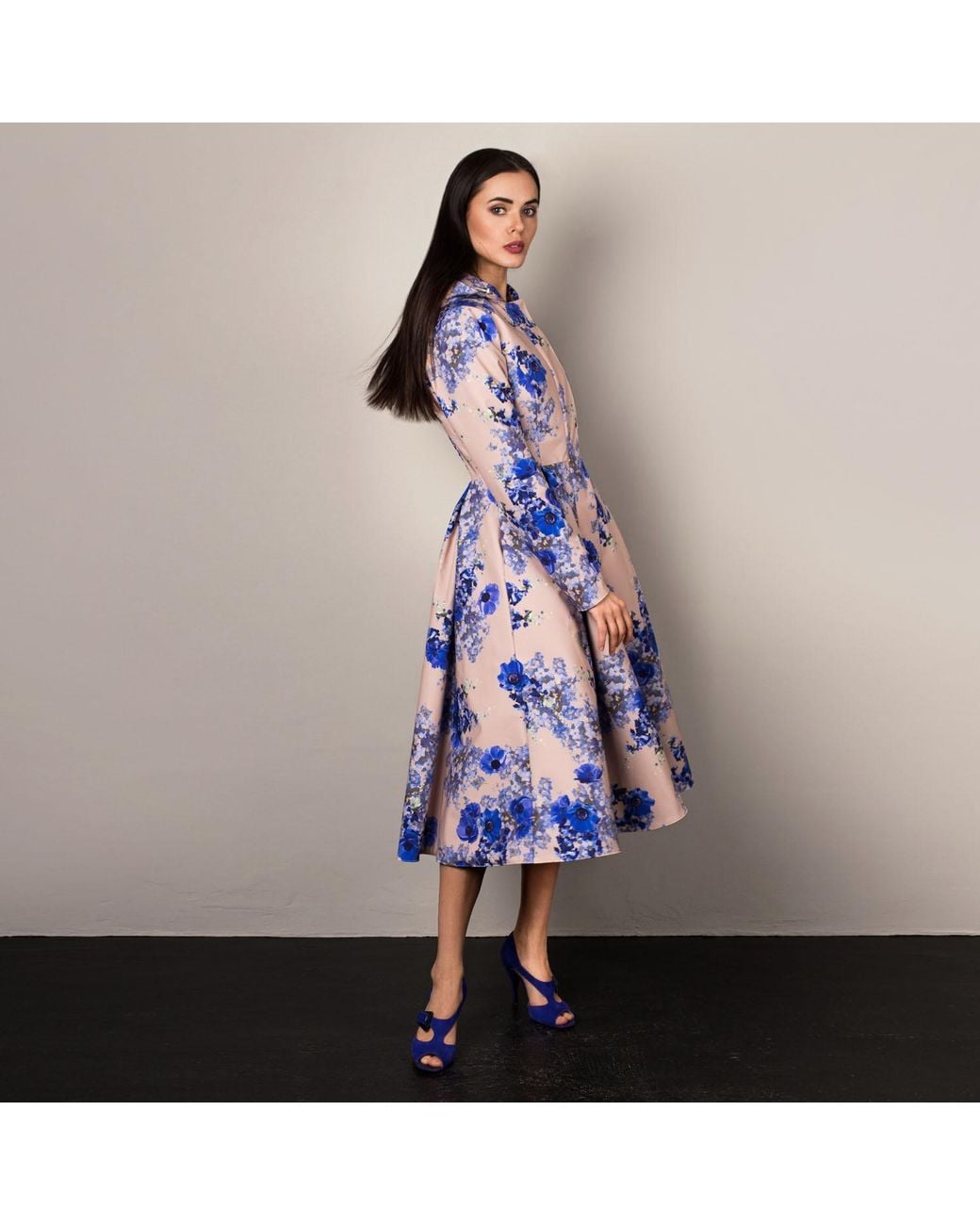 RainSisters Waterproof Long Hooded Trench Coat: Cornflower Blue