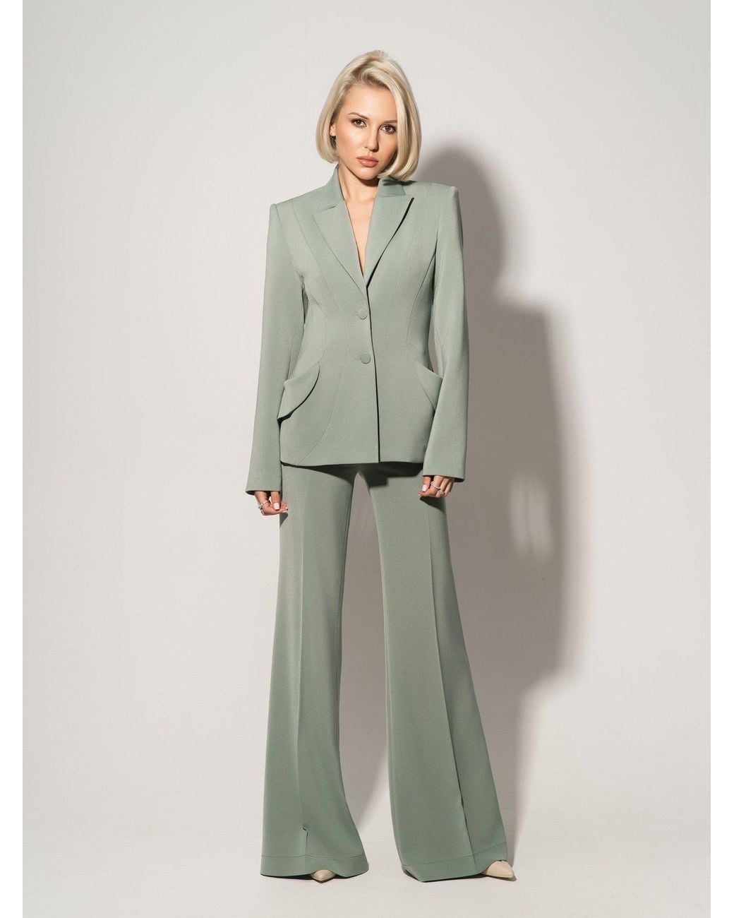 Tia Dorraine Green Tailored Fit Suiting Blazer & Trousers Suit