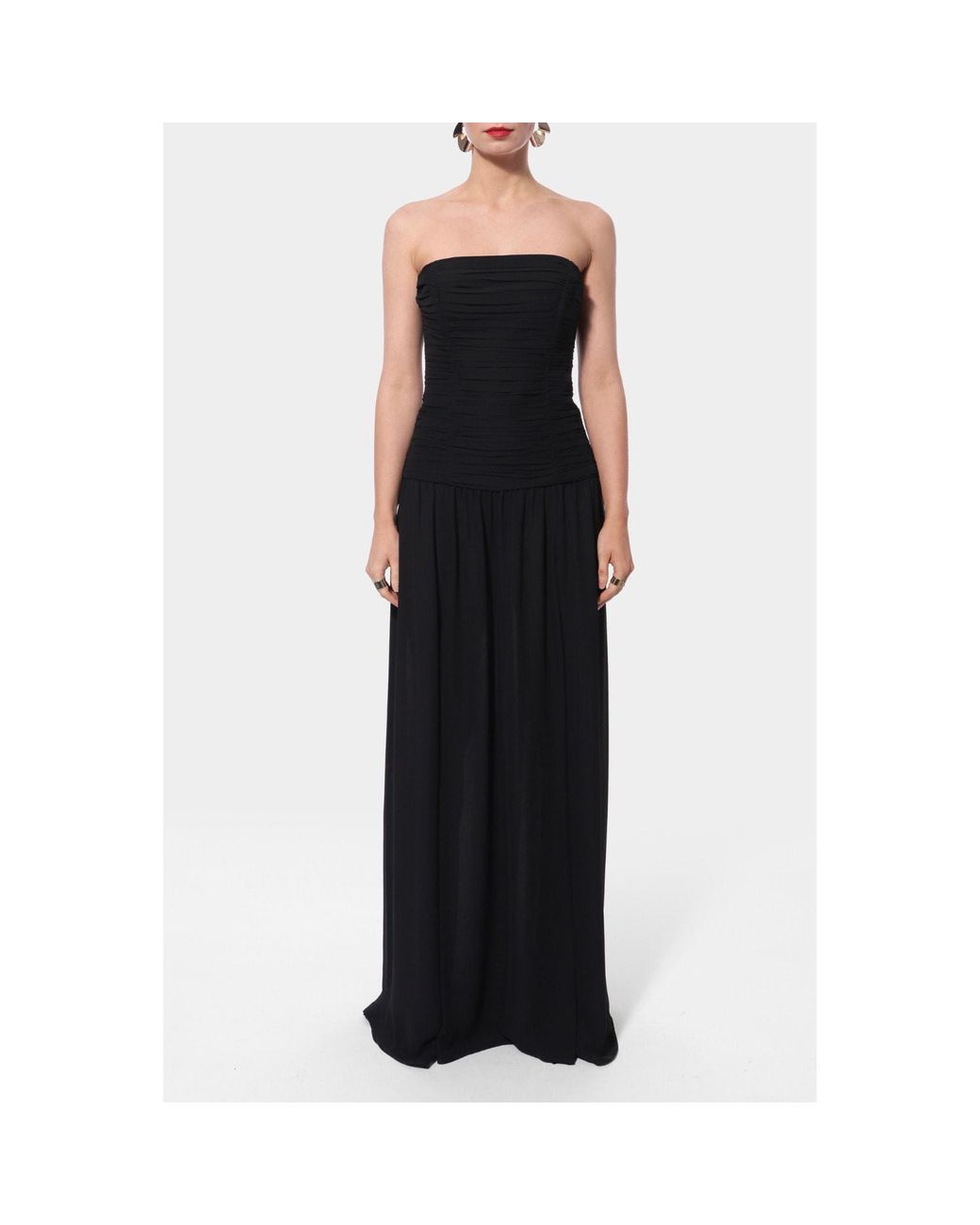 AGGI by HALEWSKI Black Zoriana Sheer Ethereal Chiffon Maxi Dress With Ruched Bodice