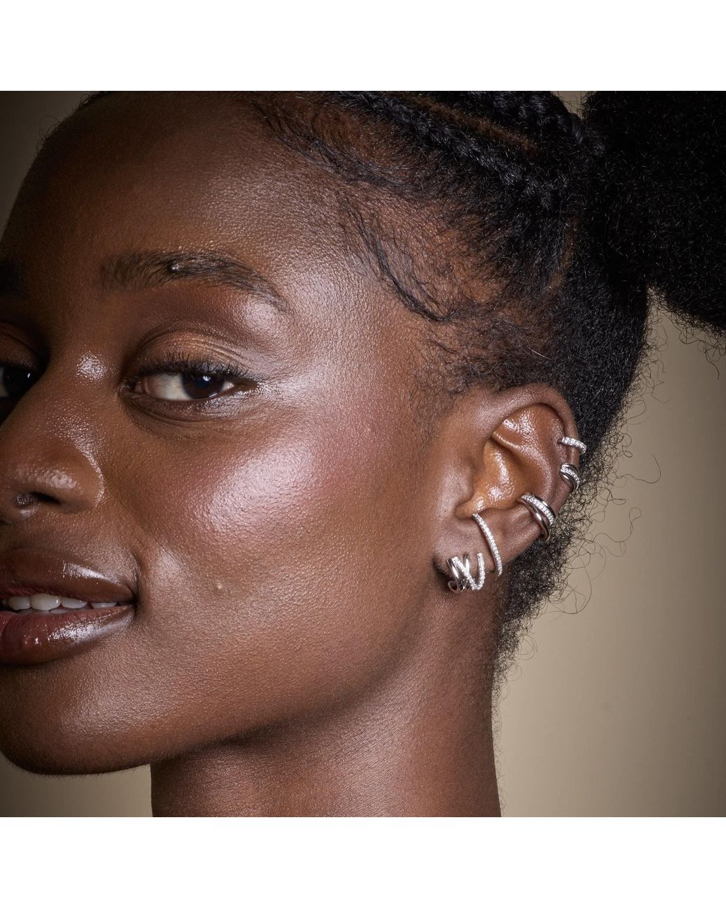 Scream Pretty Metallic Crossed Illusion Hoop Stud Earrings