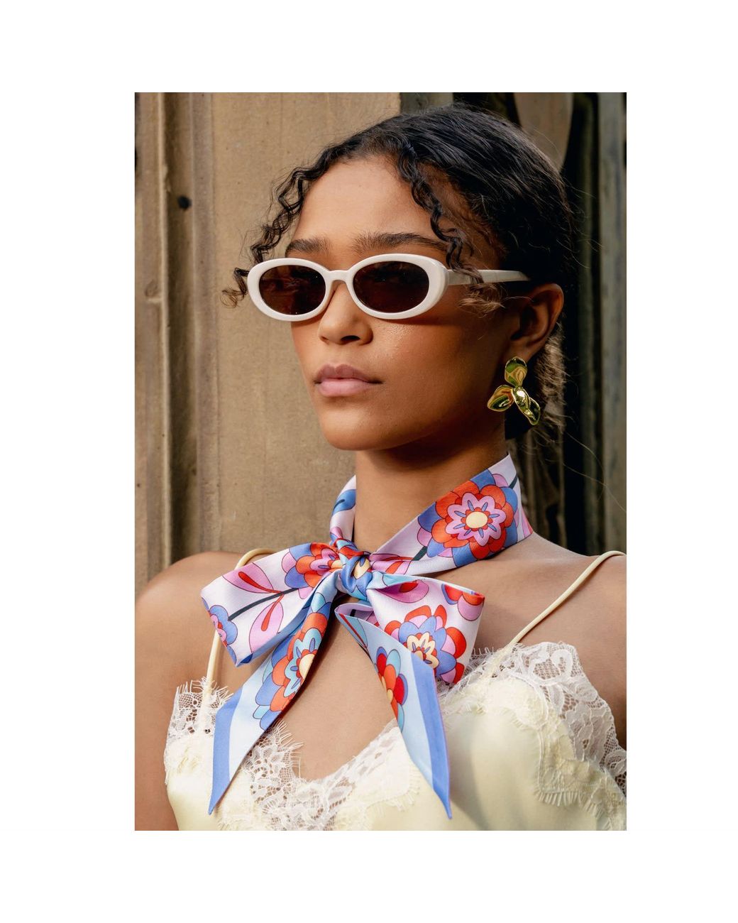 Jessie Zhao New York Red Silk Skinny Scarf Garden