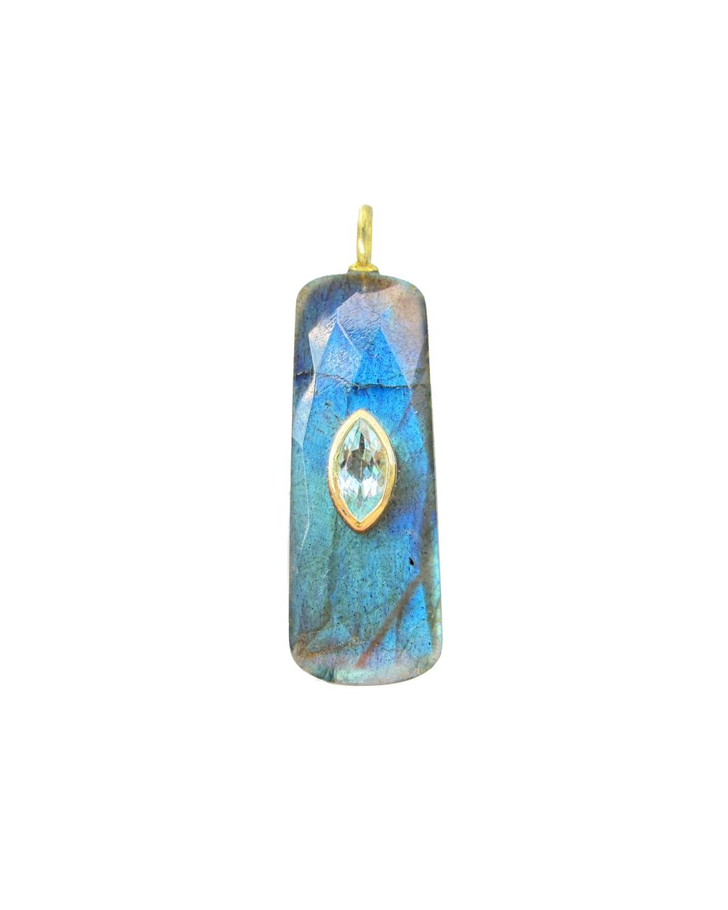 KAMARIA Green Labradorite Gemstone Pendant With Topaz