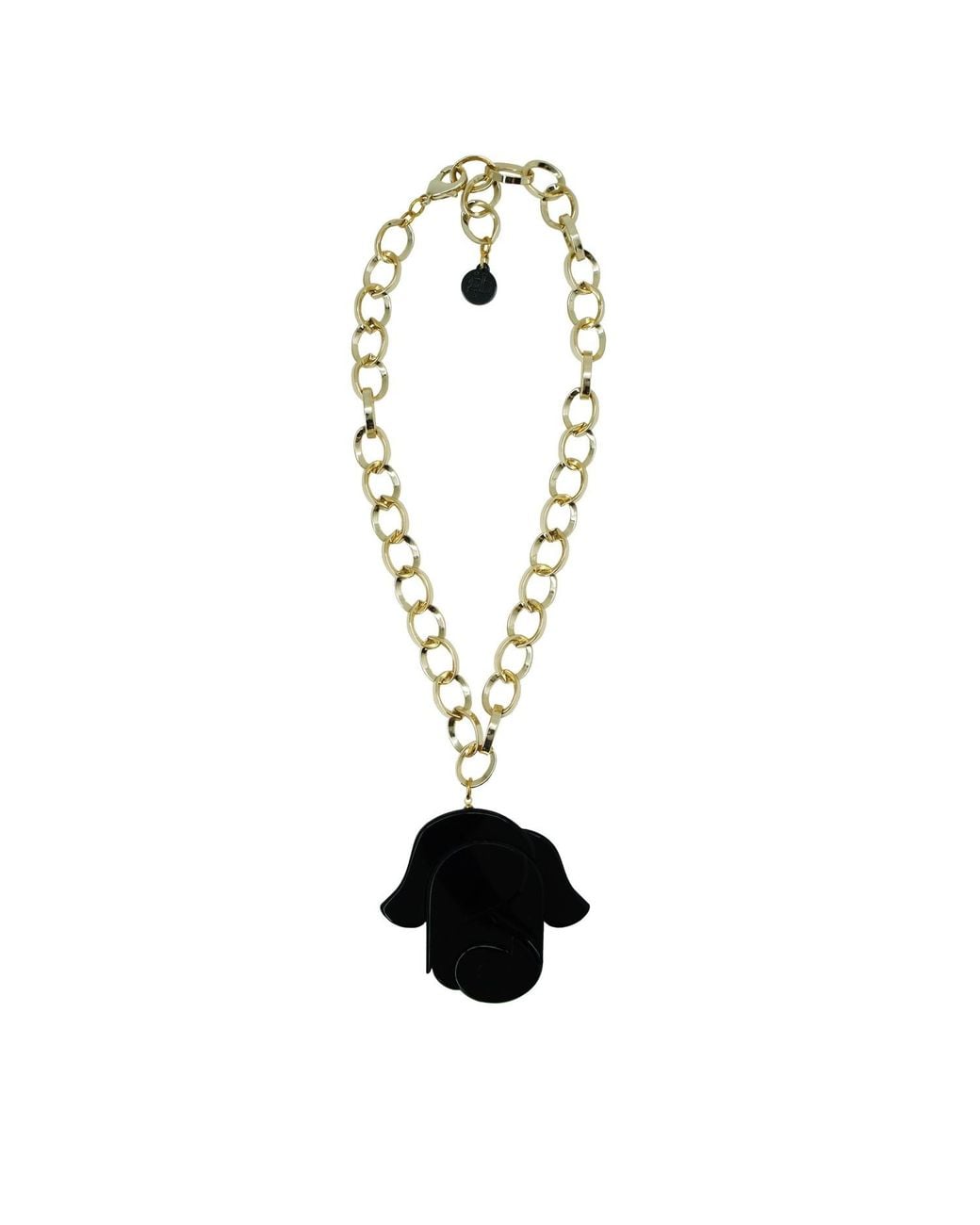 Gissa Bicalho Black Handmade Acrylic Necklace Chain Rose