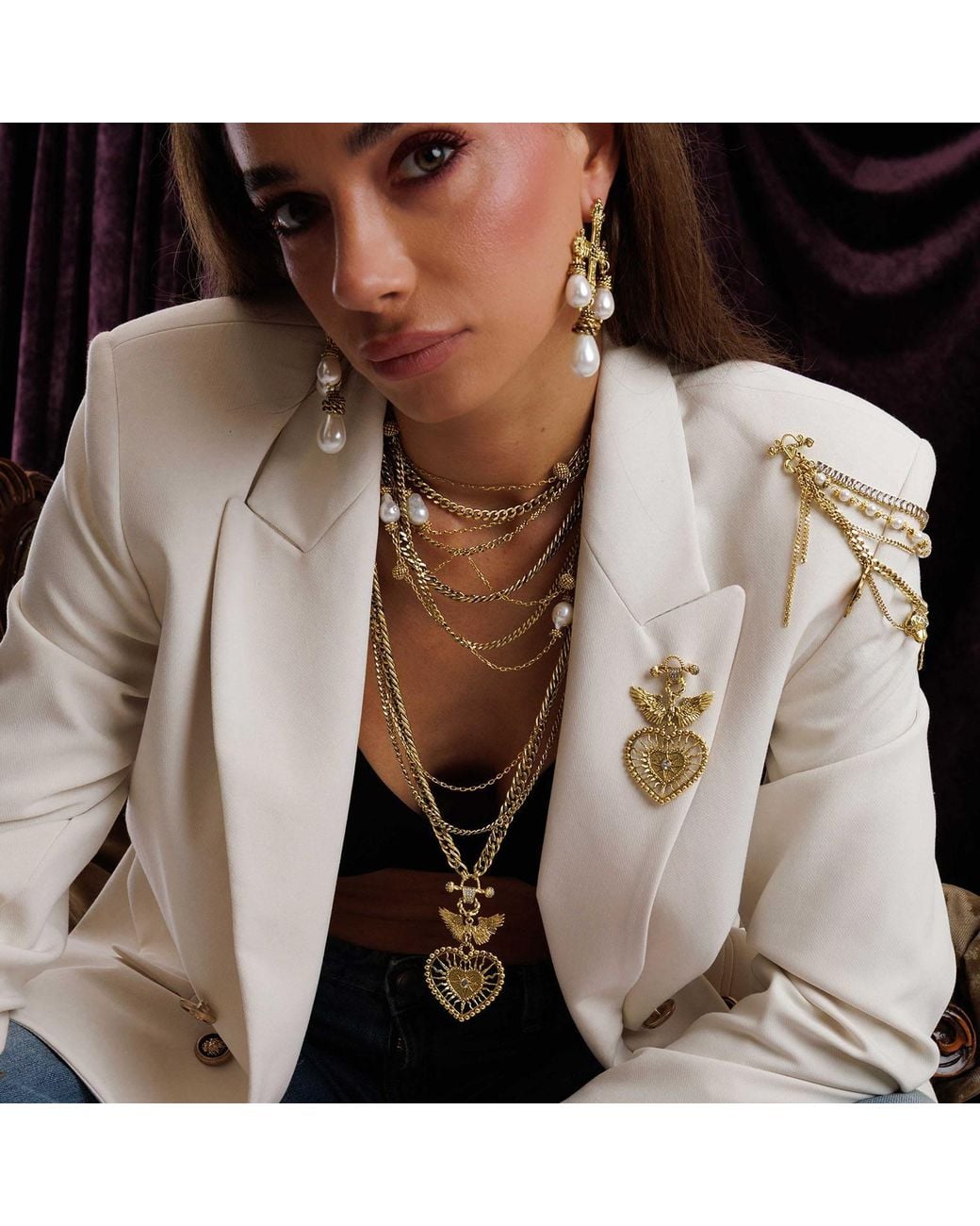 Bayemeyc Metallic Alyra Layered Chain Necklace