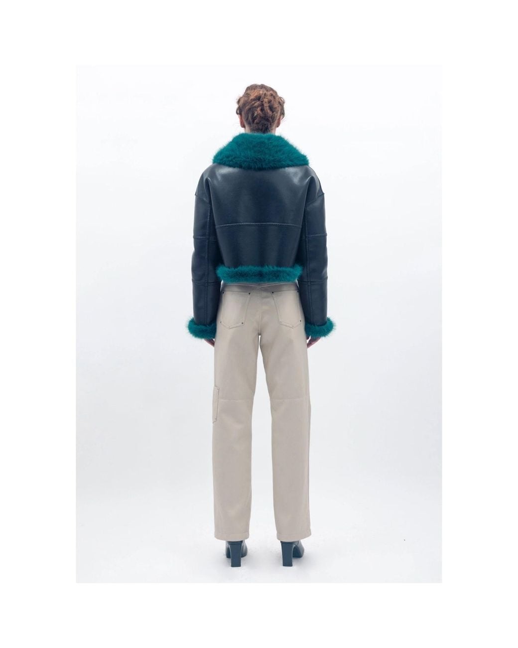 Jakke Blue Aviator Cropped Jacket