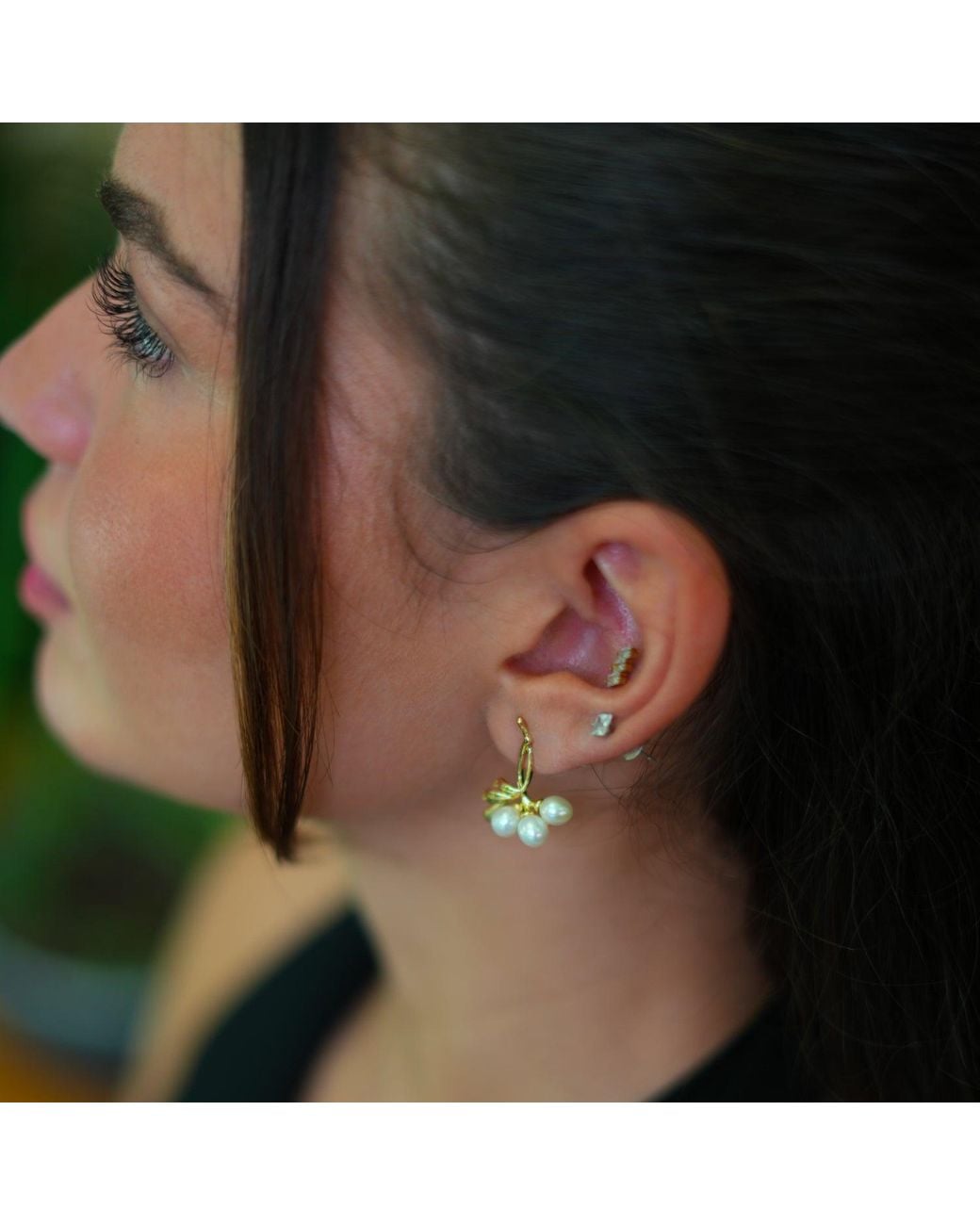 Ebru Jewelry Metallic Romantic Bridal Pearl Earrings