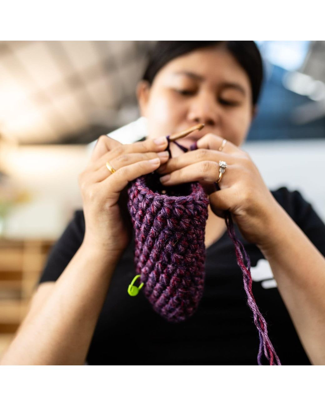 Kingdom of Wow Purple Artisan Made Wool Slippers For
