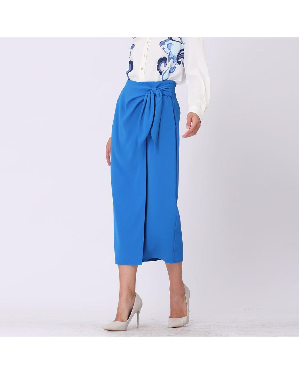 Smart and Joy Blue Wrap Skirt Tied On Side