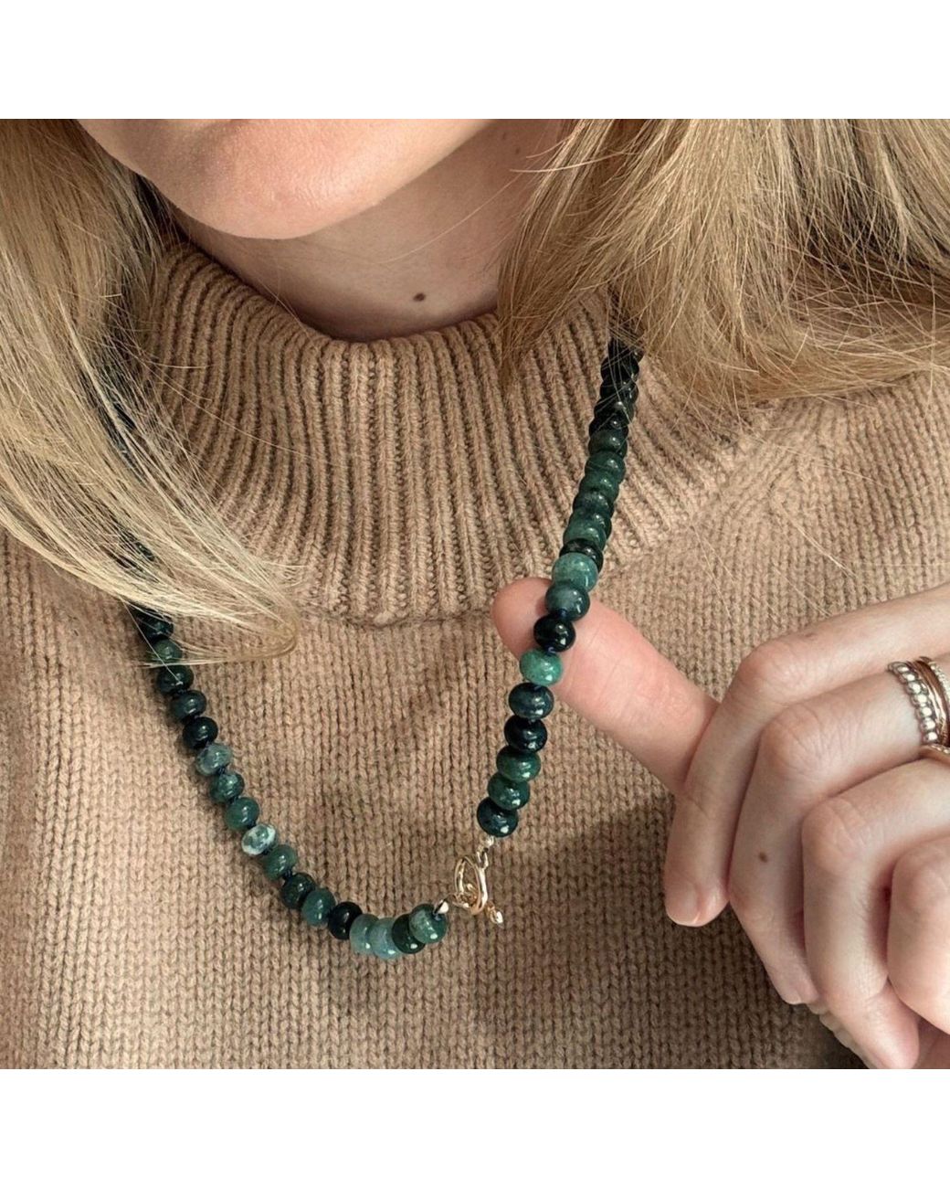 Herself Collections Metallic Agate Bead Necklace