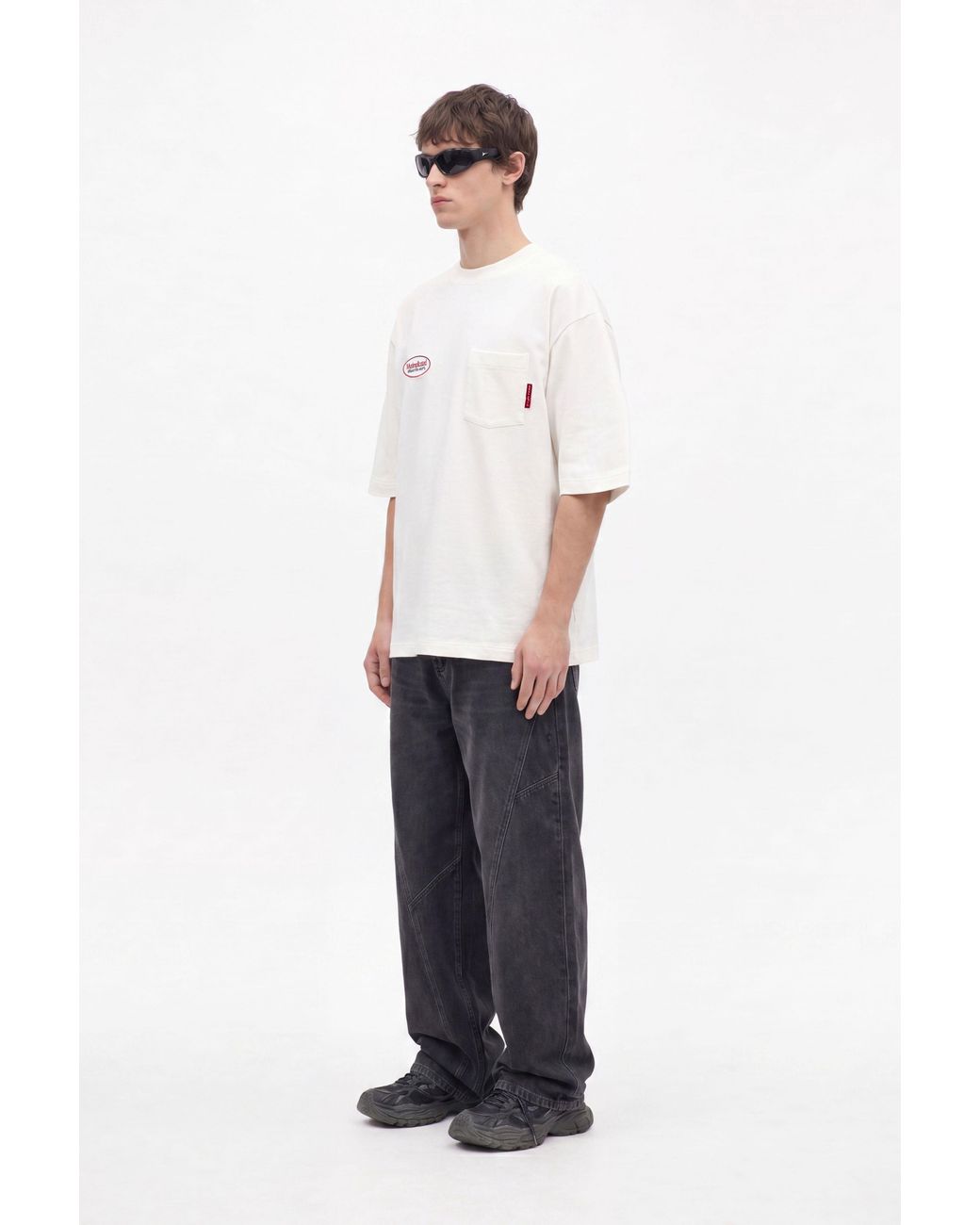 mysimplicated White Neutrals Workwear Ecru Oversized Pocket T-Shirt for men
