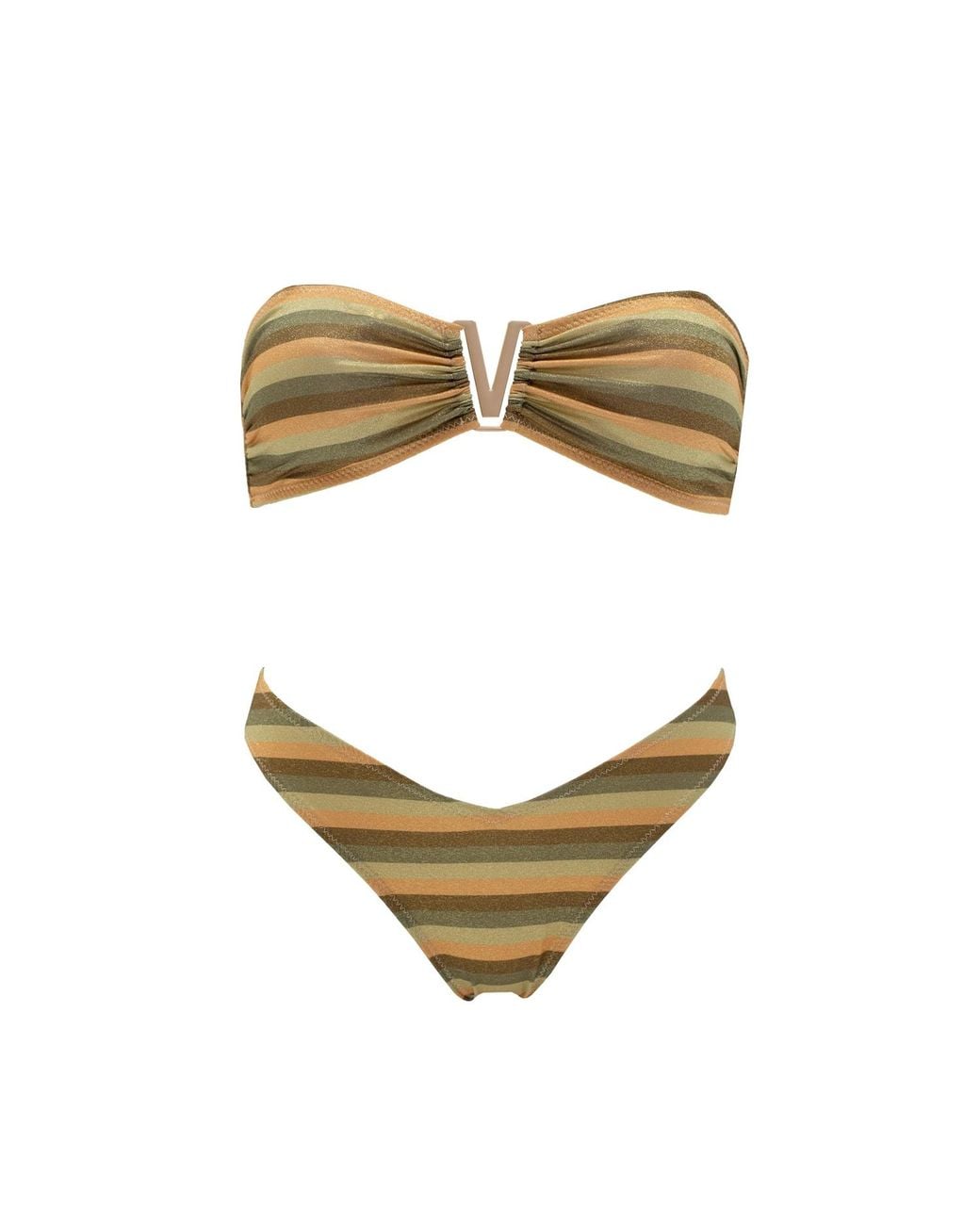 Aulala Paris Metallic Mermaid Vintage Inspired Lurex Striped Bikini