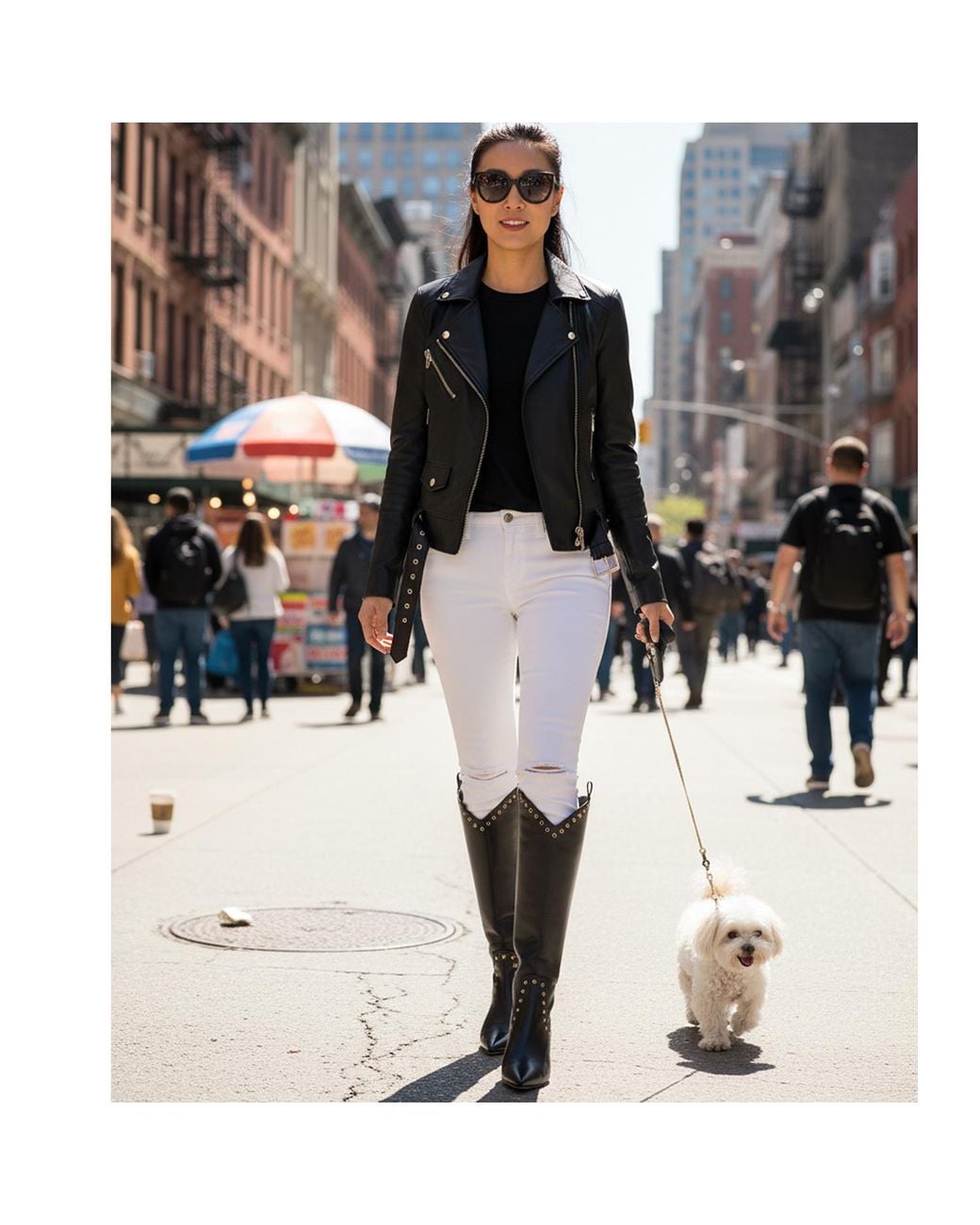 Beautiisoles by Robyn Shreiber Made in Italy Black Vanesa Leather Knee-High Boot With Studs & Kitten Heel Elegant For Work & Valentine Day