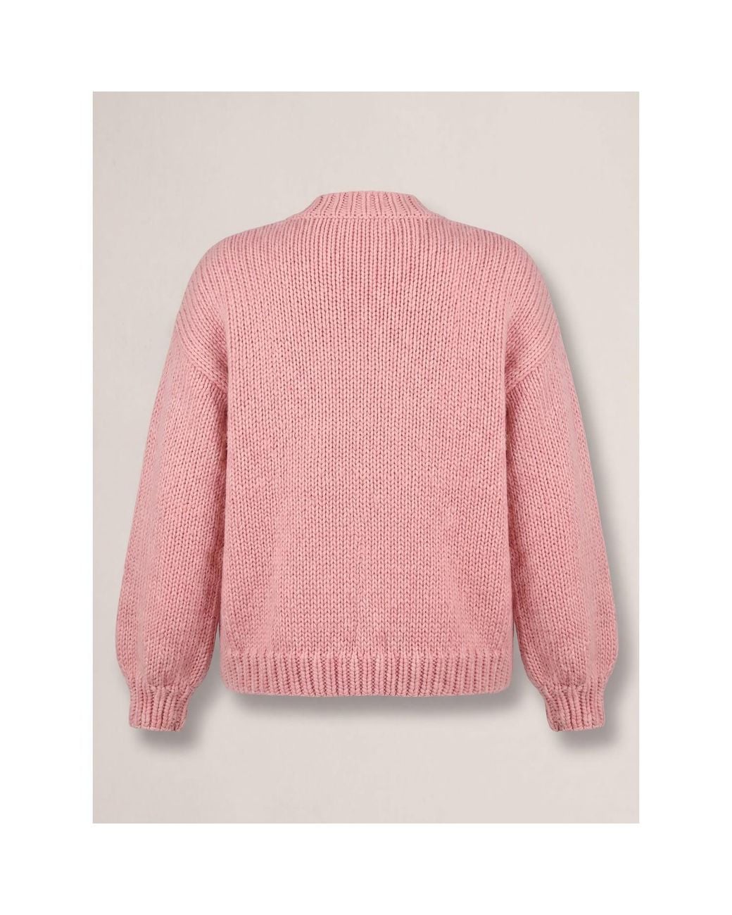 Ana Chic Pink Cat Motif Handmade Knitted Cardigan