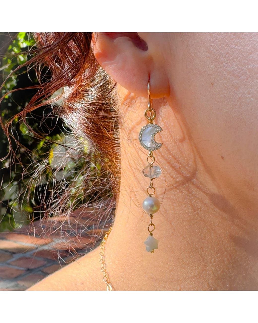 Lexi Jewelry Metallic Moon & Star Dangly Earrings