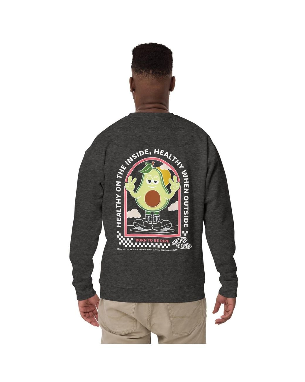Anchor and Crew Gray Heather Ripe Avocado Dial-A-Local Organic Cotton Sweatshirt