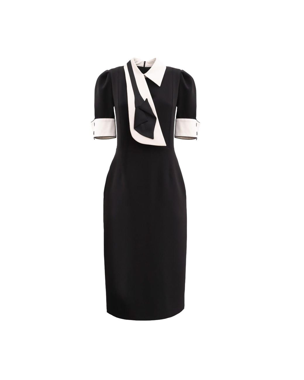 Julia Allert Black Formal Fitted Dress With Collar