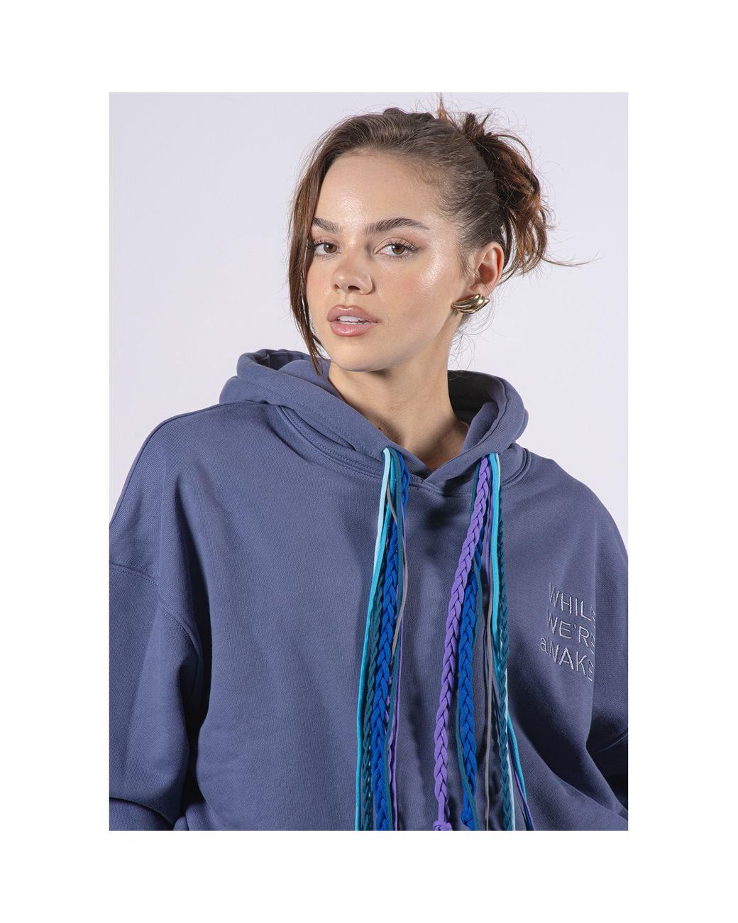 While We're Awake Blue Multi String Dark Hoodie