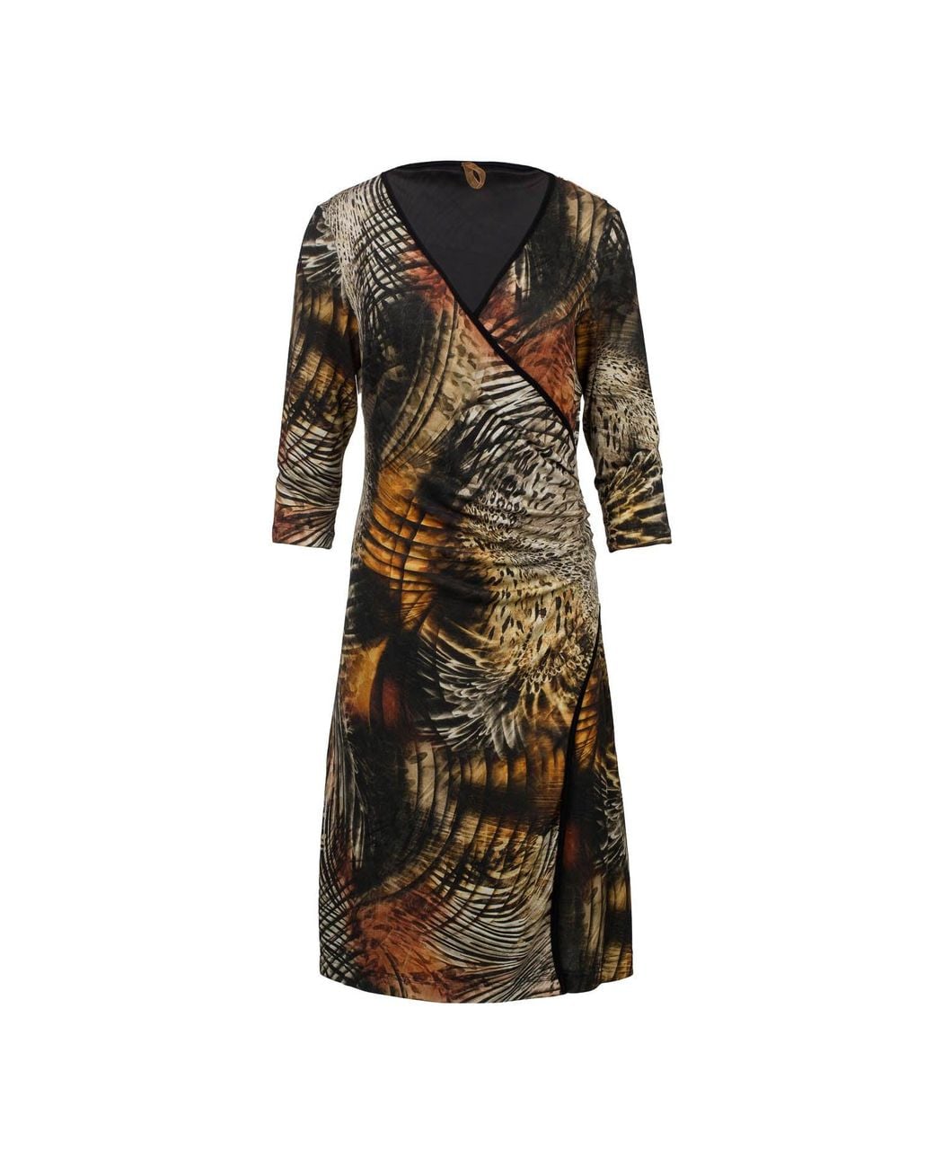 Conquista Black Abstract Animal Print Crossover Dress
