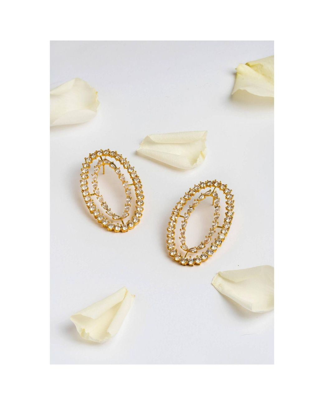 Lavani Jewels Metallic Rivoli White Earrings