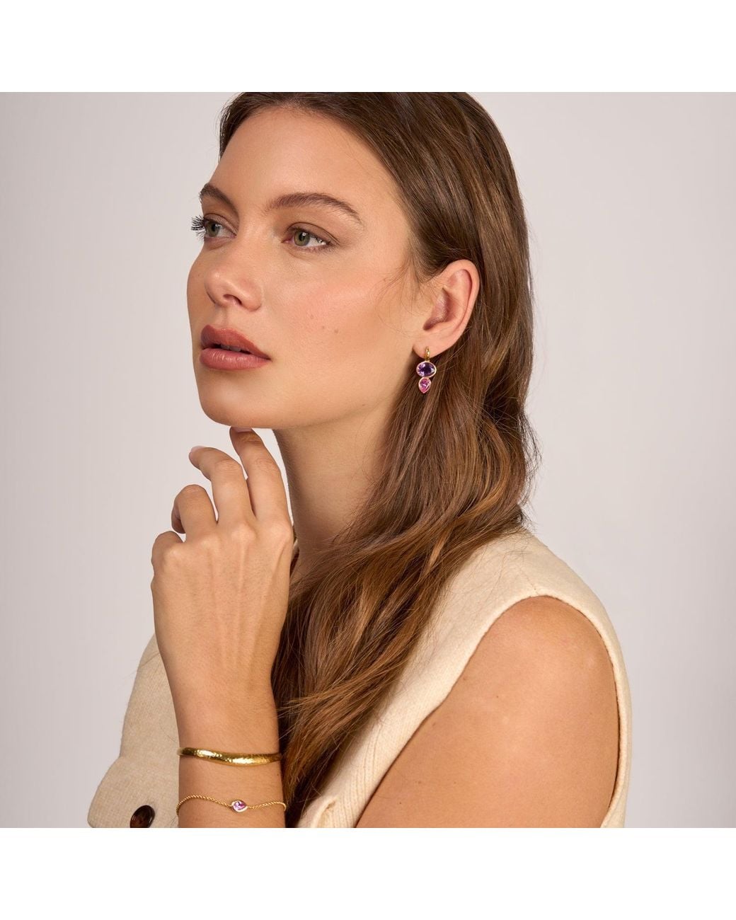Dower & Hall Purple Amethyst & Topaz Tutti Frutti Earrings