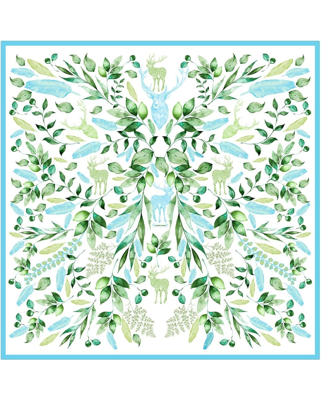 Jessie Zhao New York Green Double Sided Silk Scarf Of The Color Of Breeze