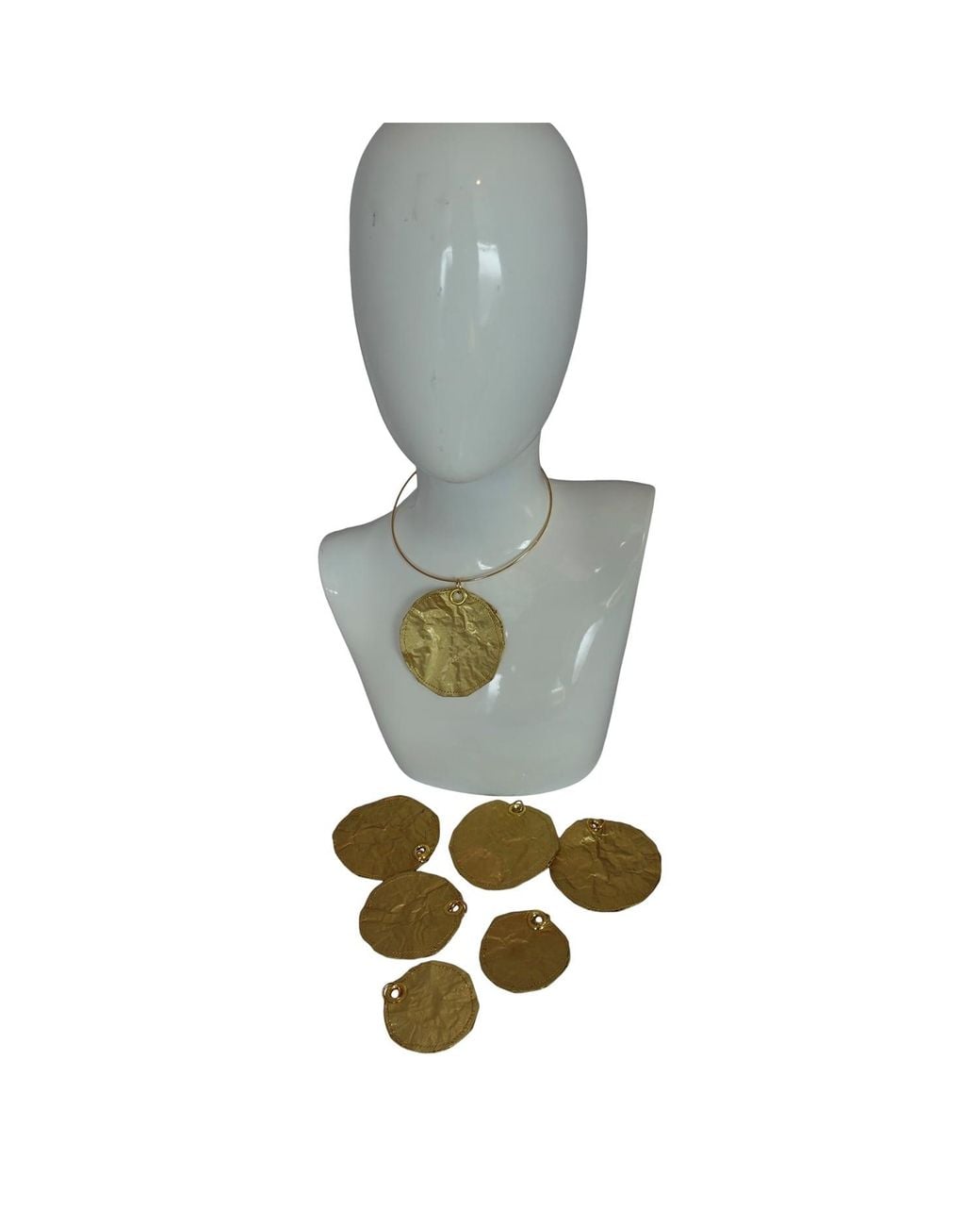 Romer Millinery Green Metallic Coin Disc Choker
