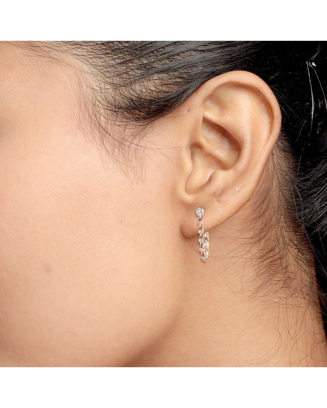 Artisan Metallic Natural Diamond Stud Earrings 14k Diamond