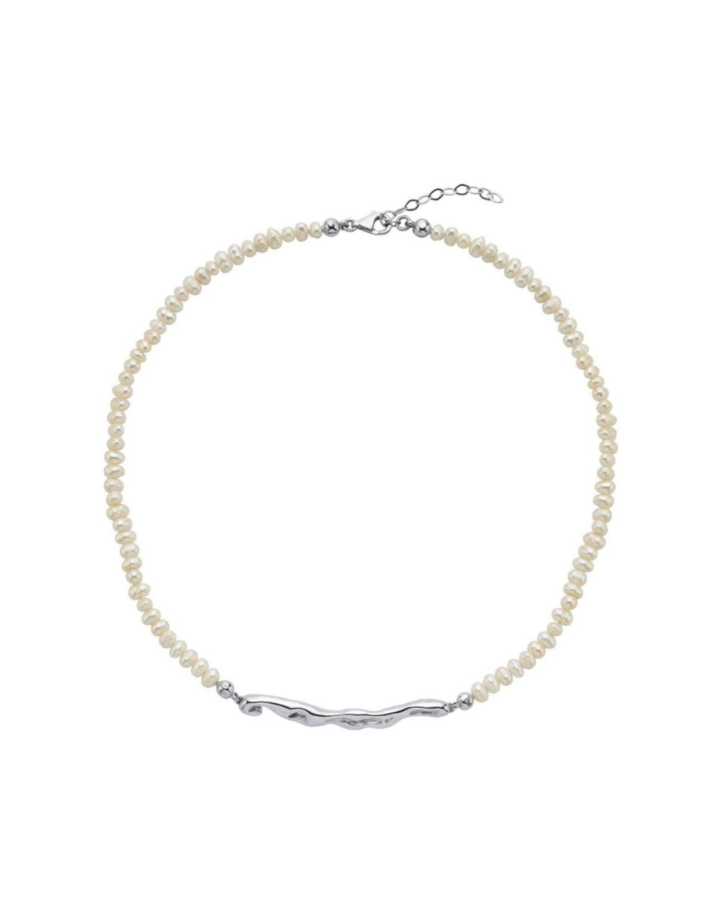 LINYA JEWELLERY Metallic Pontus Horizontal Pearl Necklace
