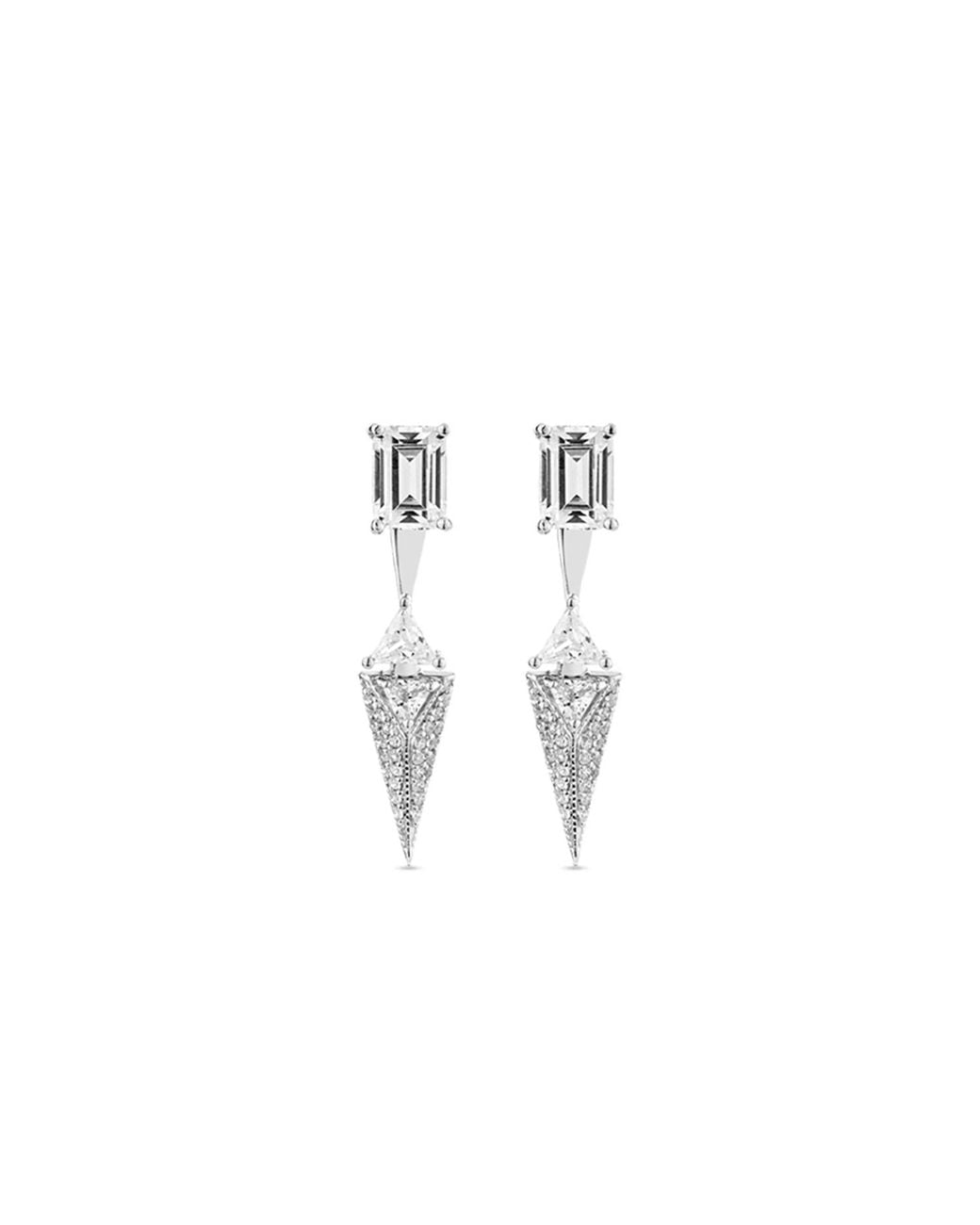 SALLY SKOUFIS White Urge Earrings With Made Cz Diamond Stimulant