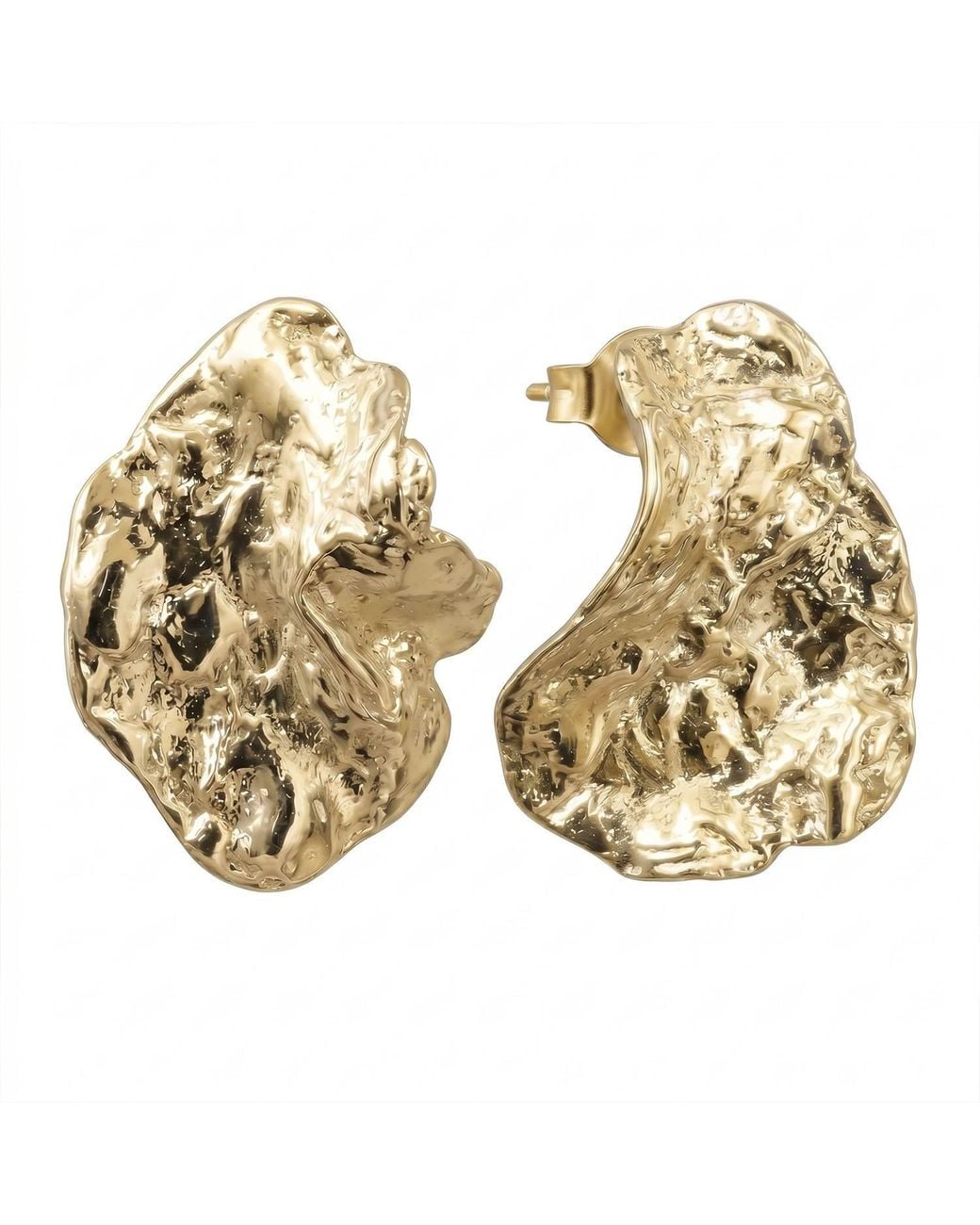 Mercela Metallic Sculptural Organic Plated Stud Earrings – Inspired By Ancient Jewelry Forms