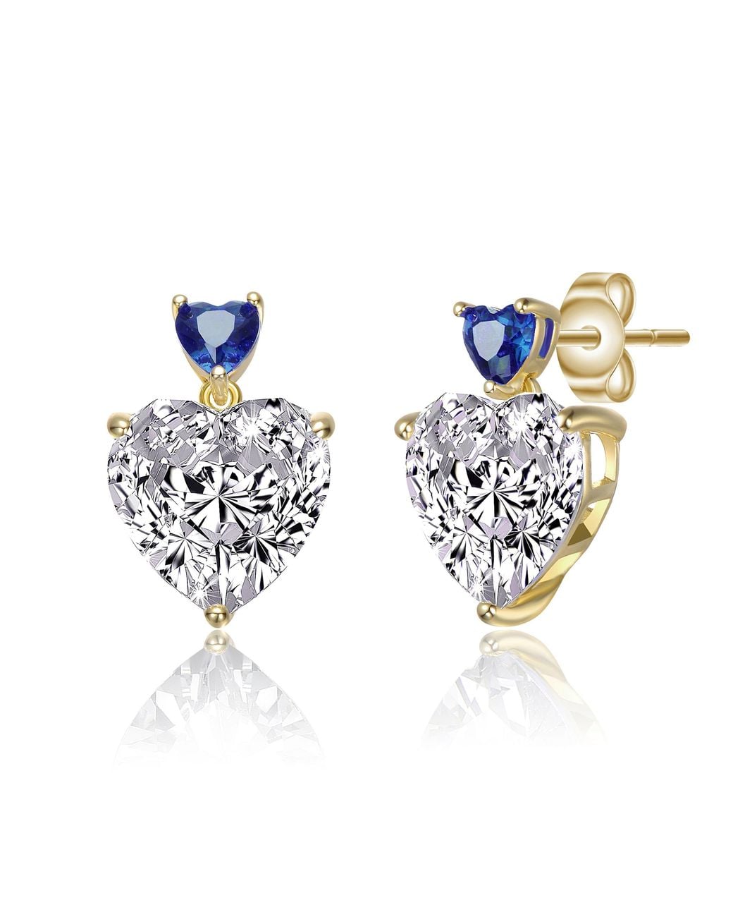 Genevive Jewelry White Rachel Glauber Dainty Plated & Clear Cz Heart Earrings