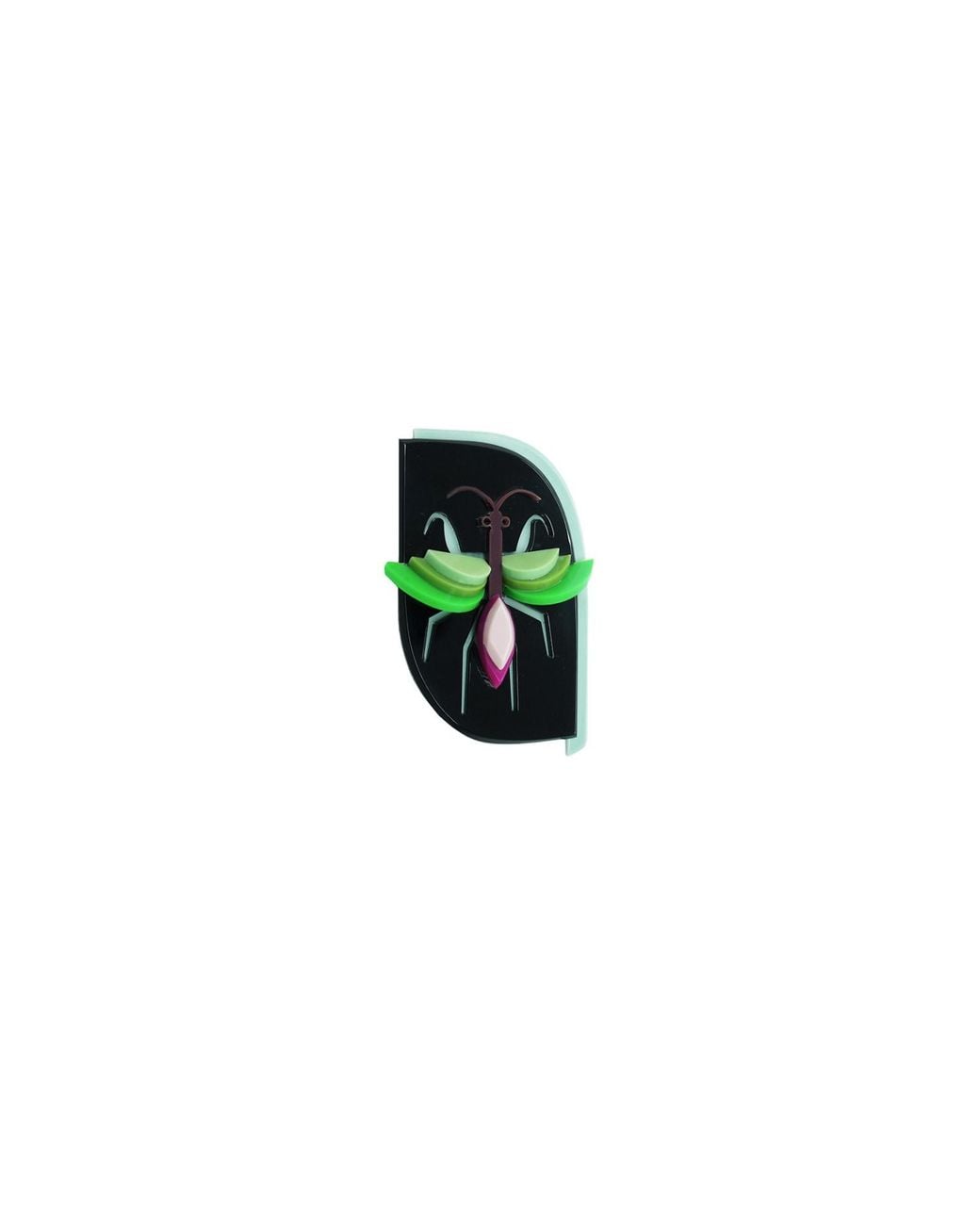 Gissa Bicalho Black Handmade Acrylic Brooch Mantis