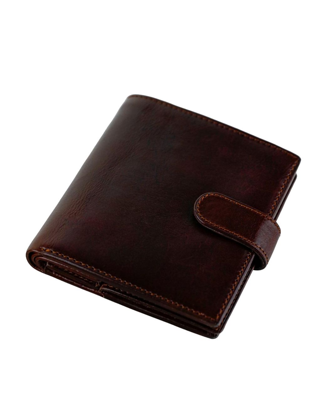 Time Resistance Brown Leather Bifold Wallet With A Snap Closure for men