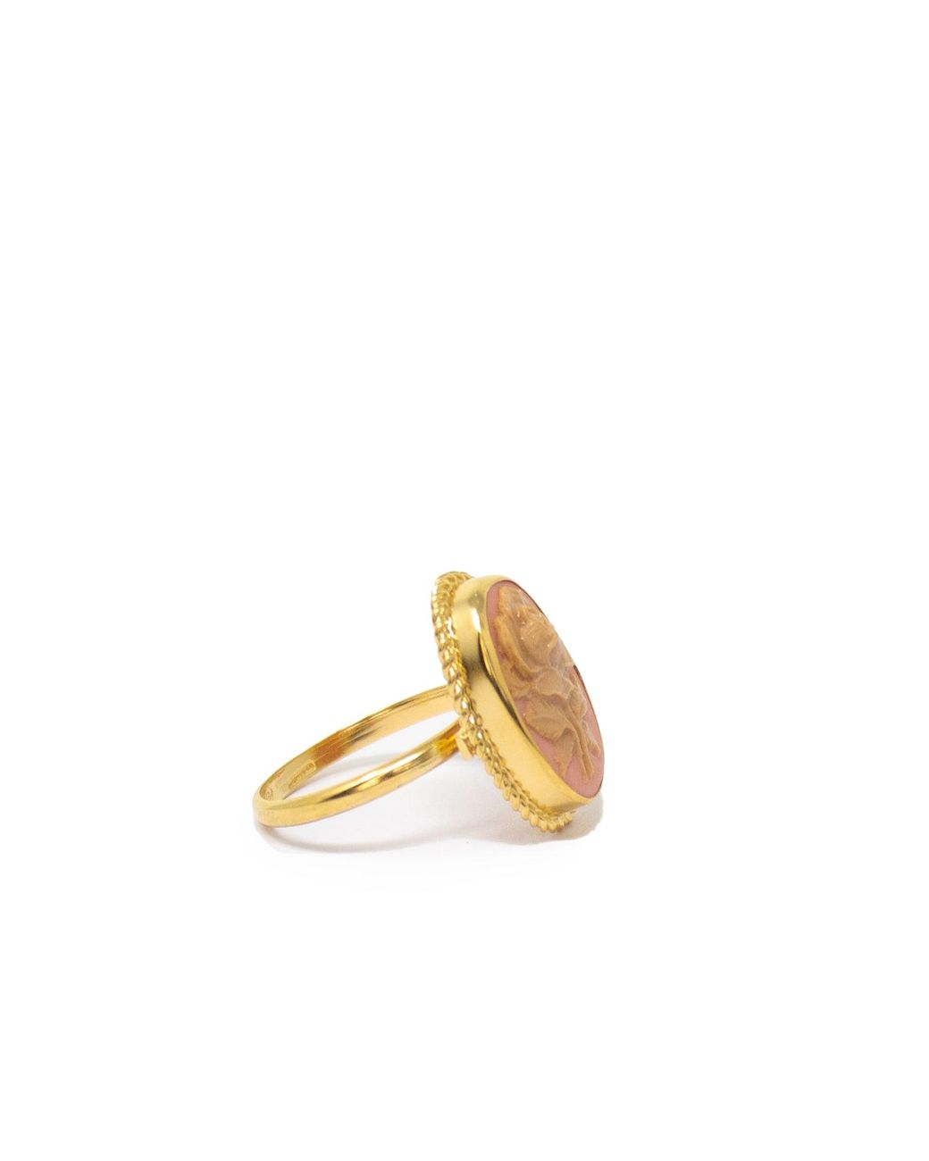 Vintouch Italy Natural Plated Flower Cameo Ring