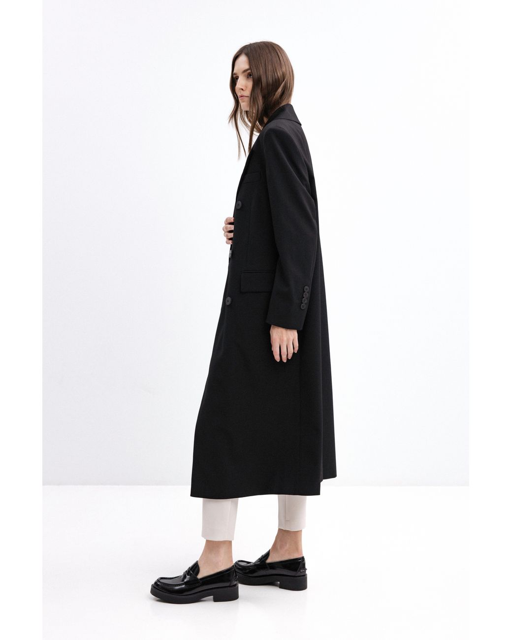 InAvati Black Oversized Jacket-Style Coat