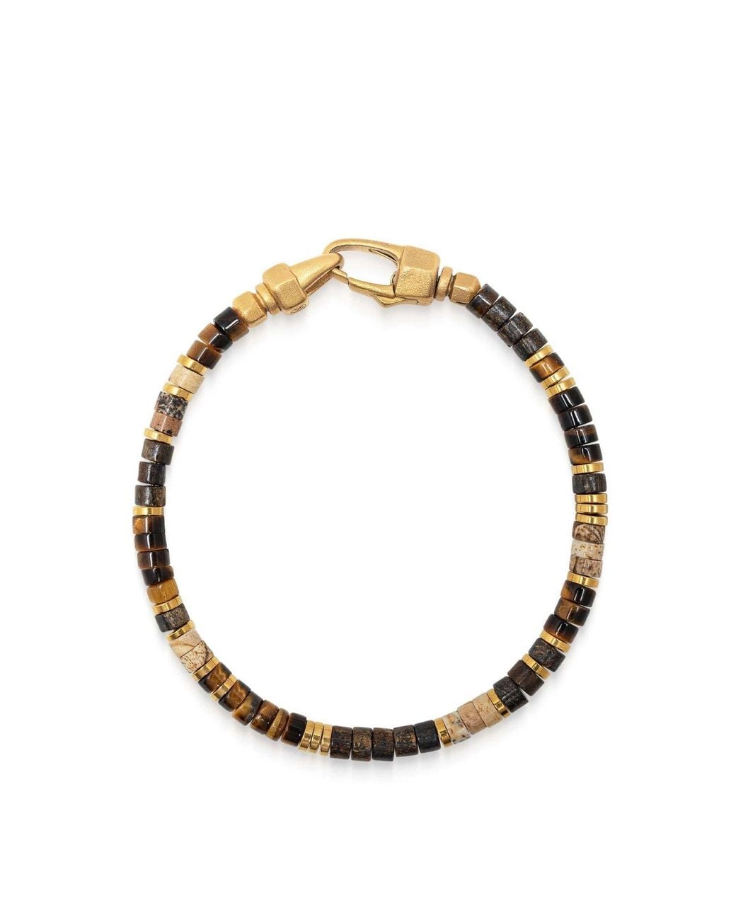 Nialaya Metallic Tiger Eye Heishi Bracelet for men