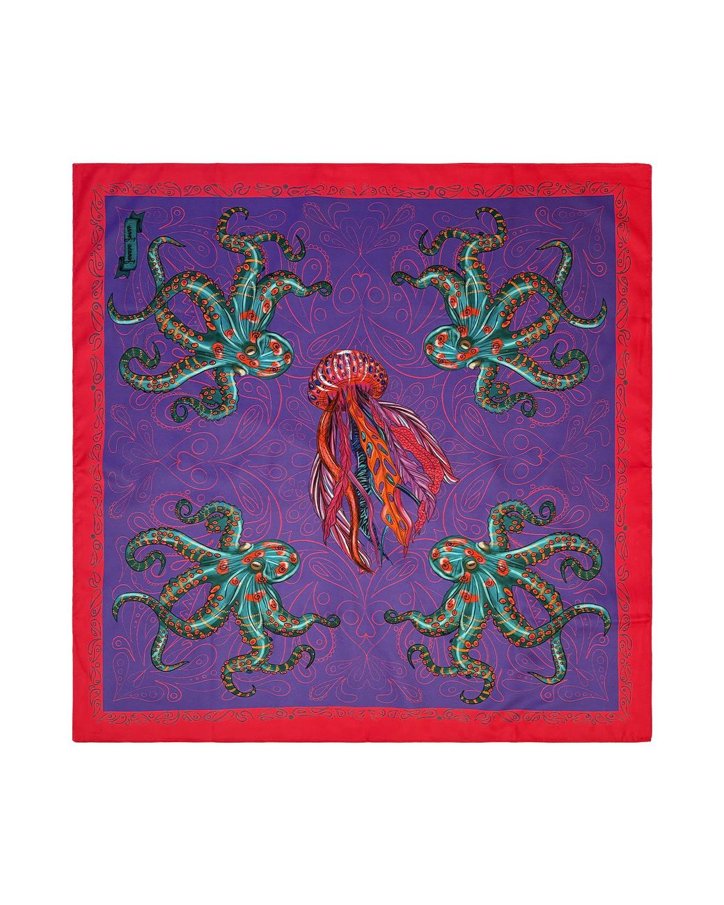 Janara Jones Purple Marine Satin Twill Scarf