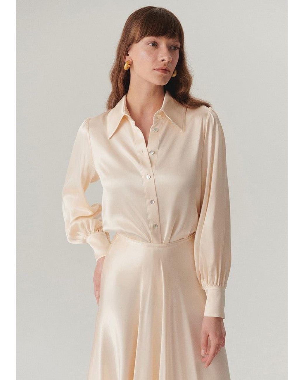 Exquise Natural Neutrals Regular Fit Satin Shirt