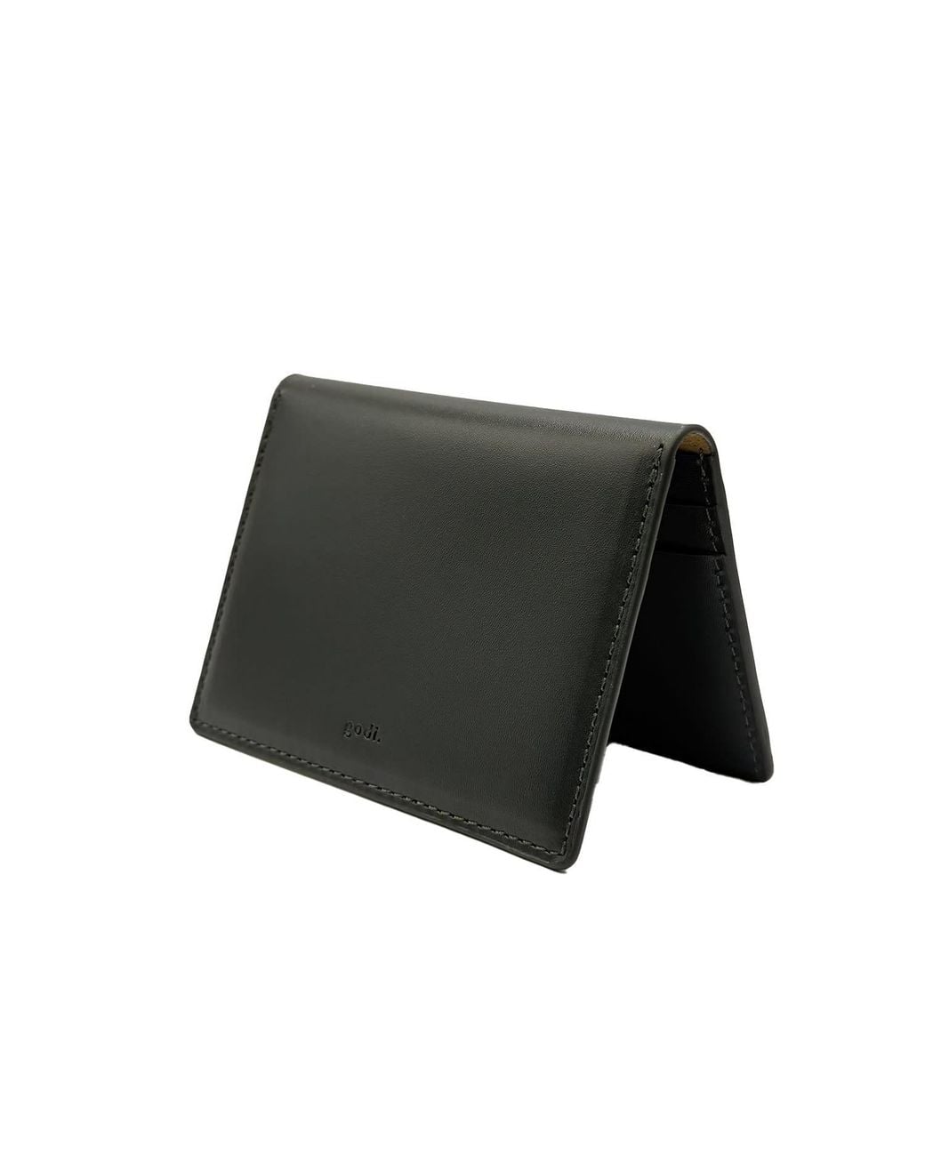 godi. Green Handmade Leather Id Wallet for men