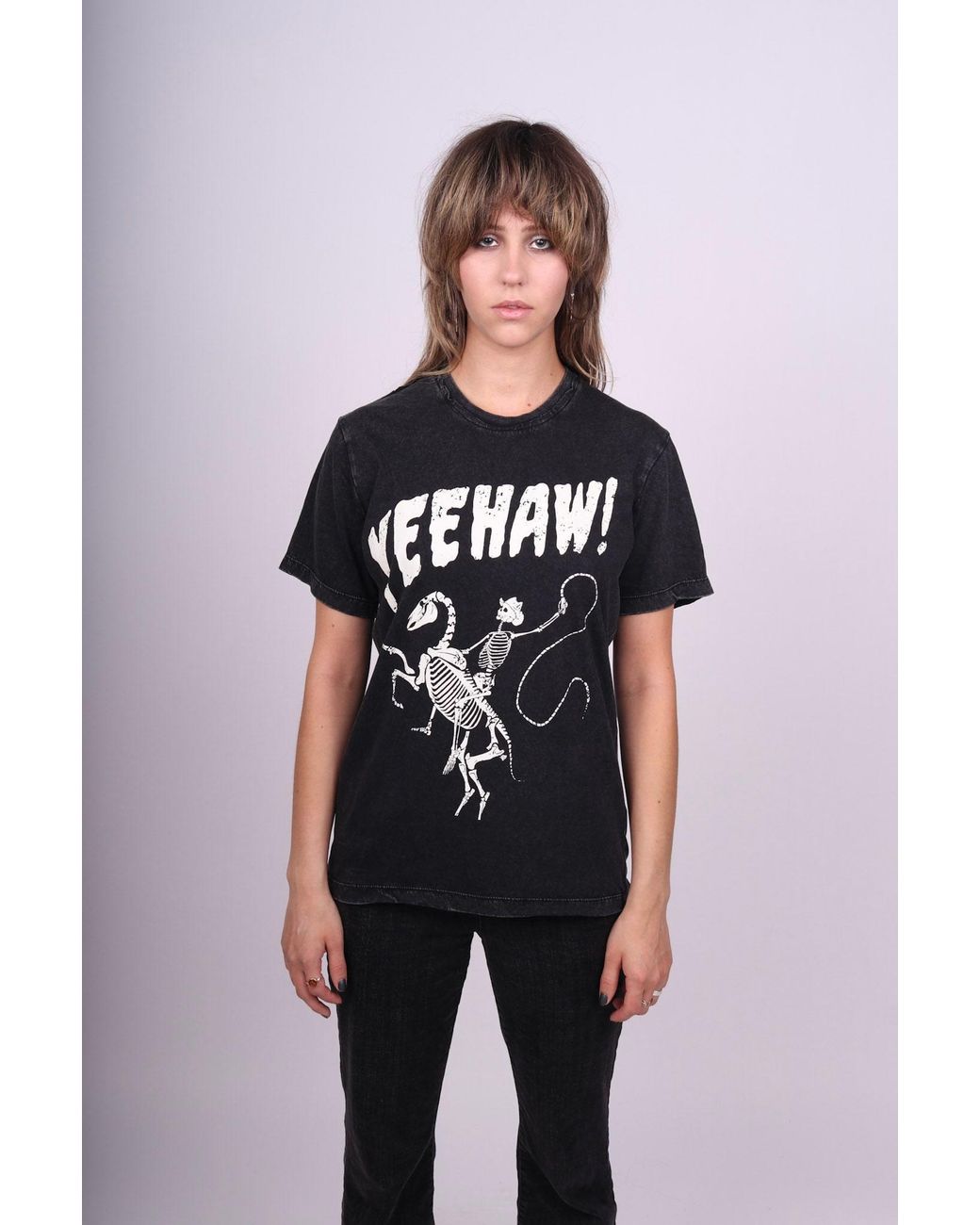 Any Old Iron Black Acid Wash Yeehaw T-Shirt