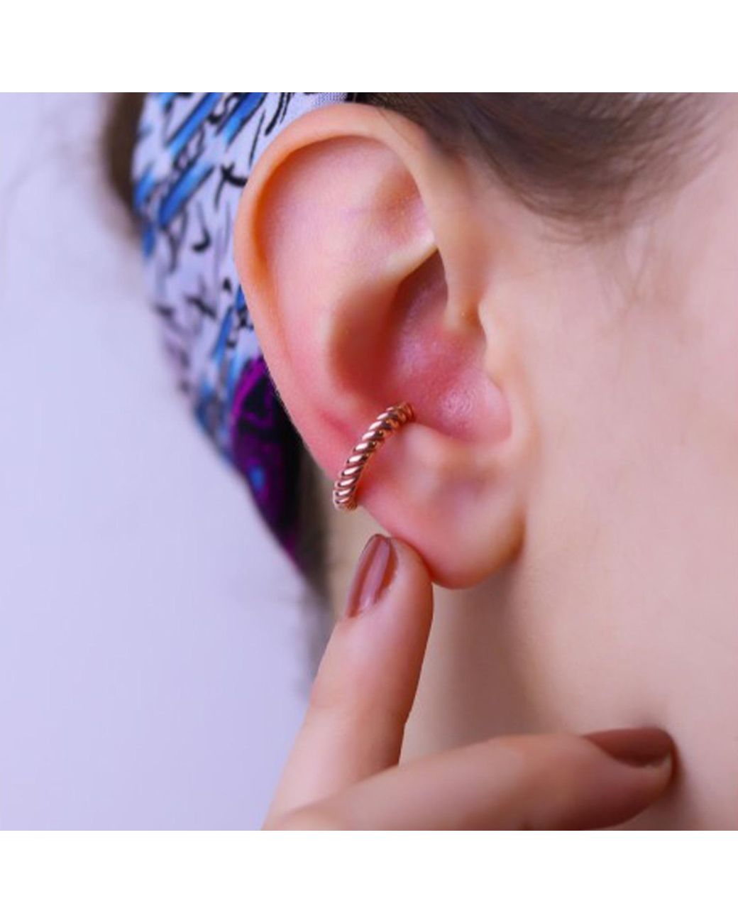 Spero London White Twisted Sterling Ear Cuff No Piercing