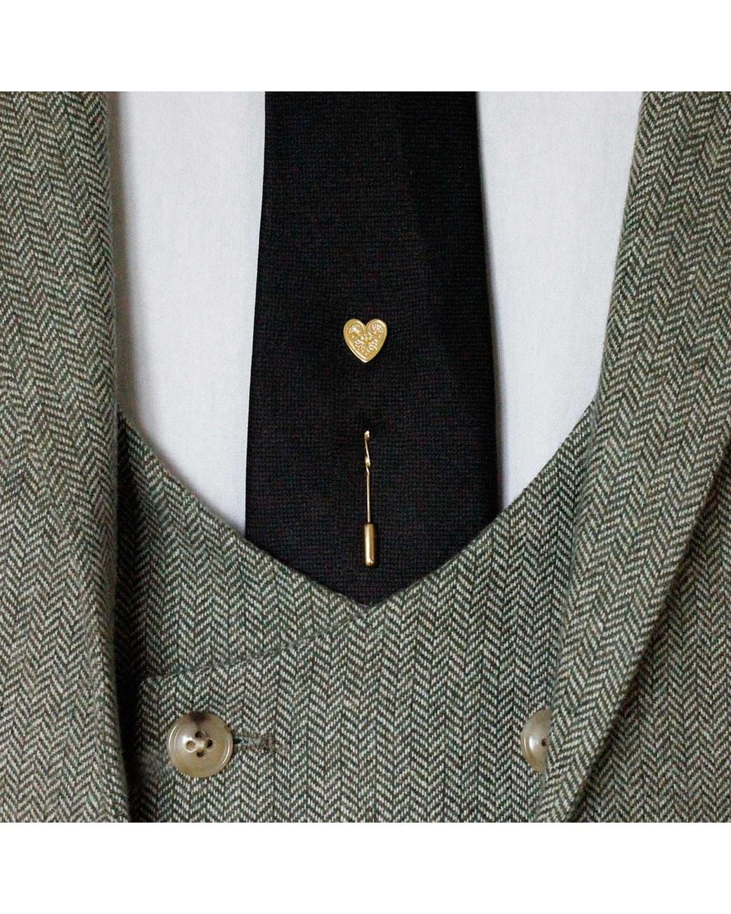 Lee Renee Metallic Wildflower Heart Tie Pin for men