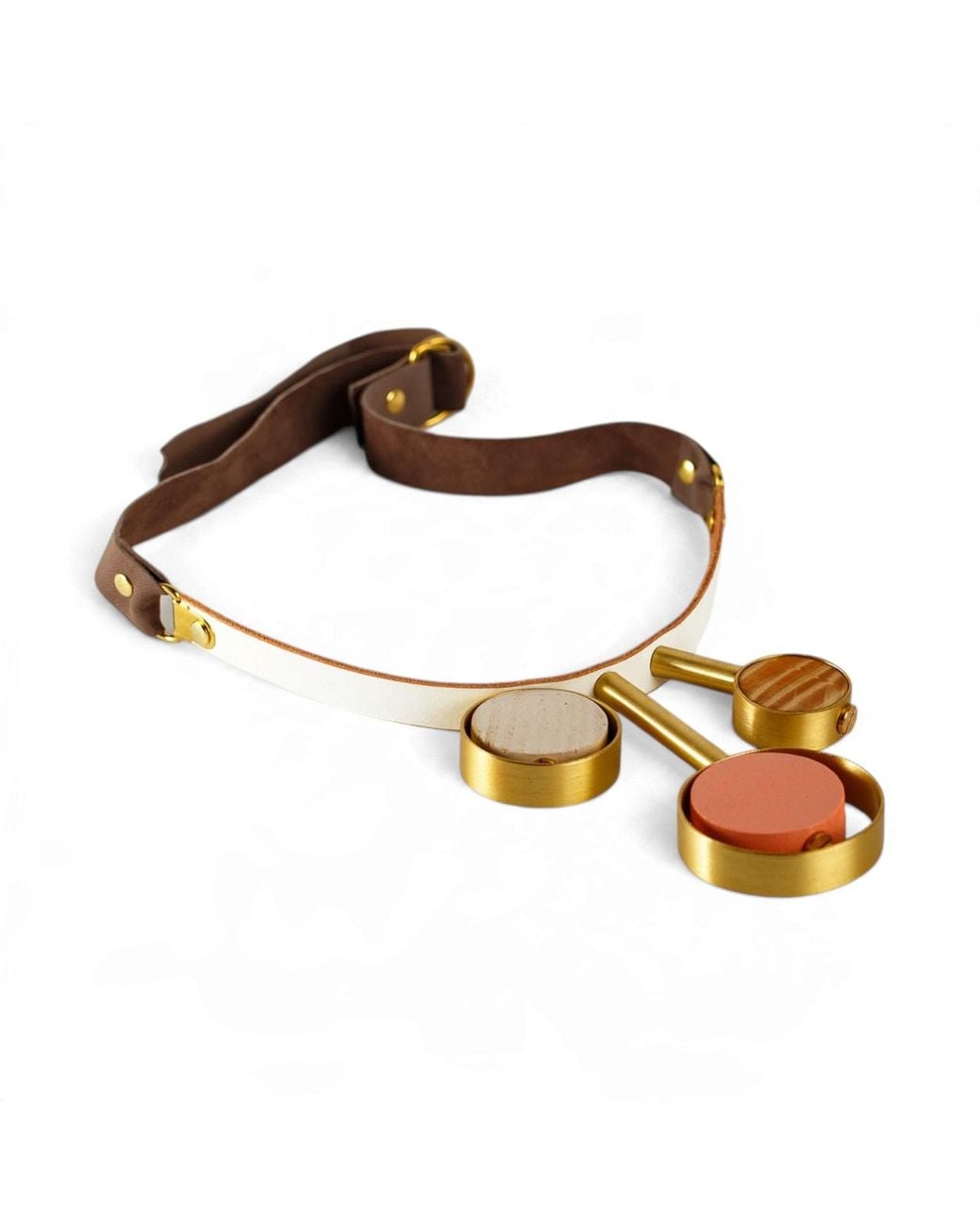 Svetlana Vukov Brown Neutrals&Wood Triple Pulse Necklace