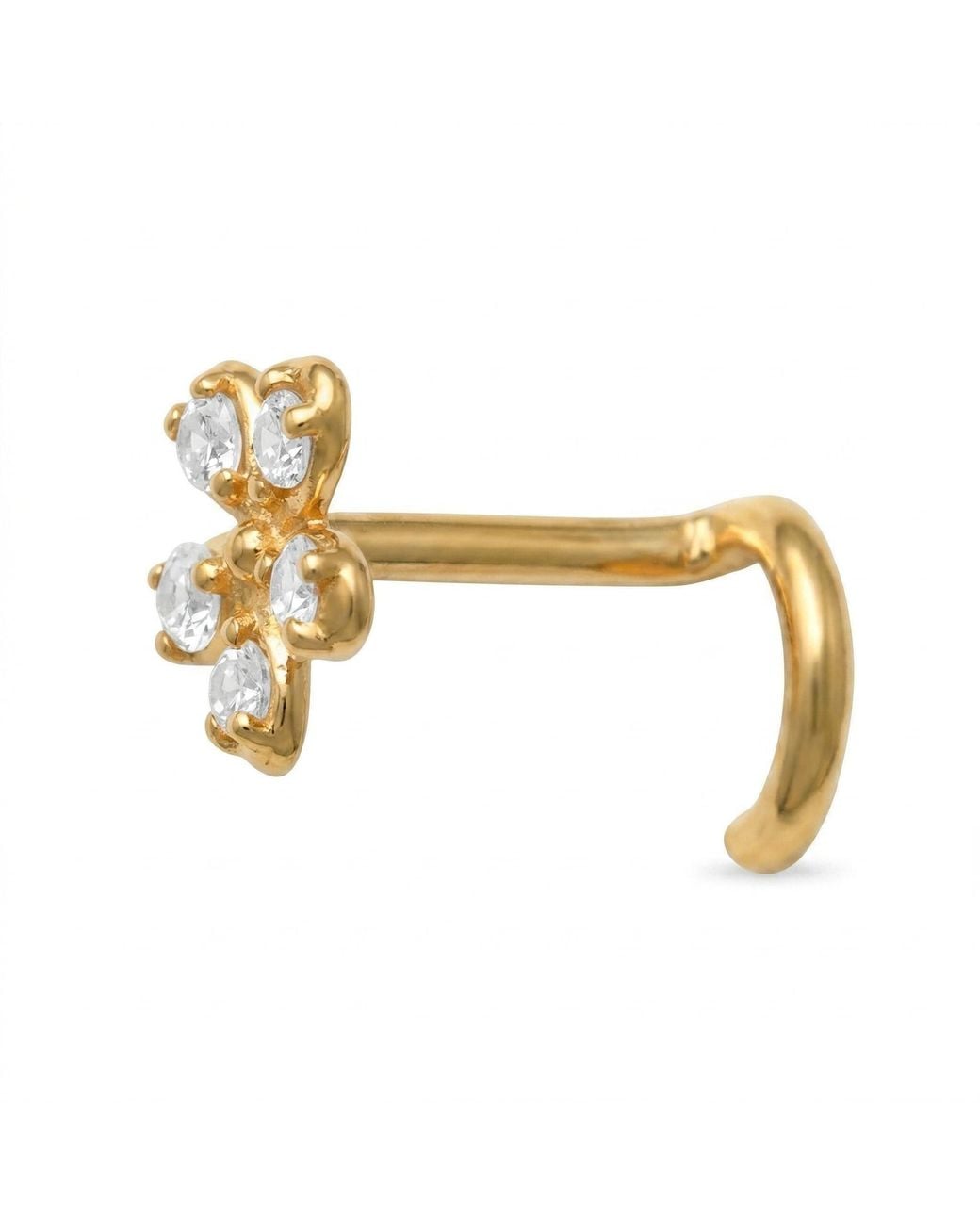 Zahav Jewelry Metallic 14K Solid 20G Flower Cz Nose Stud