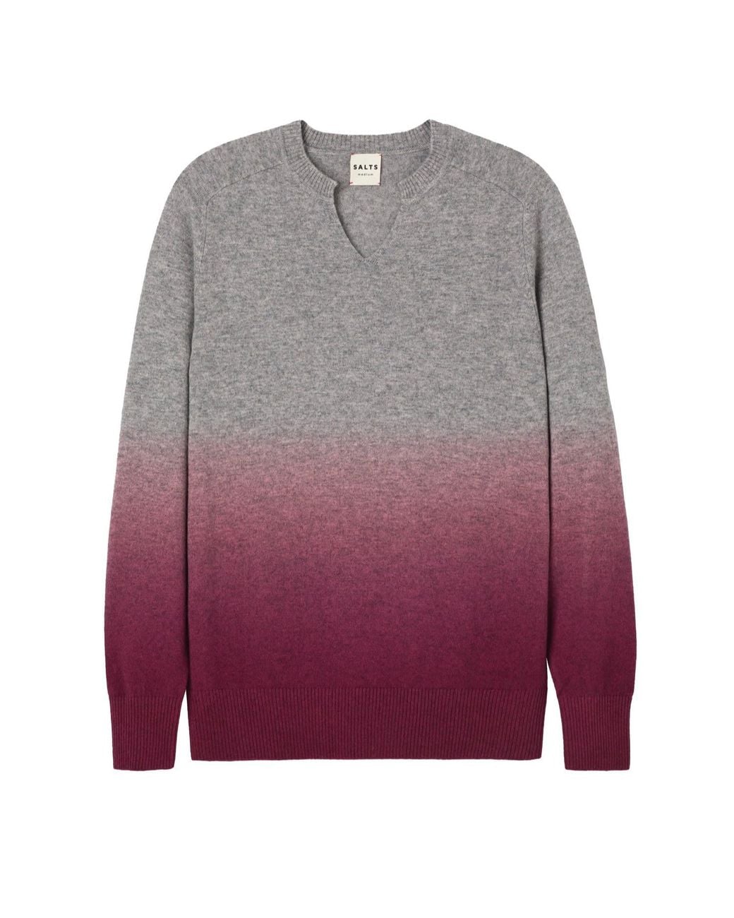 Salts Cashmere Multicolor Ombre Split Crew Neck Sweater