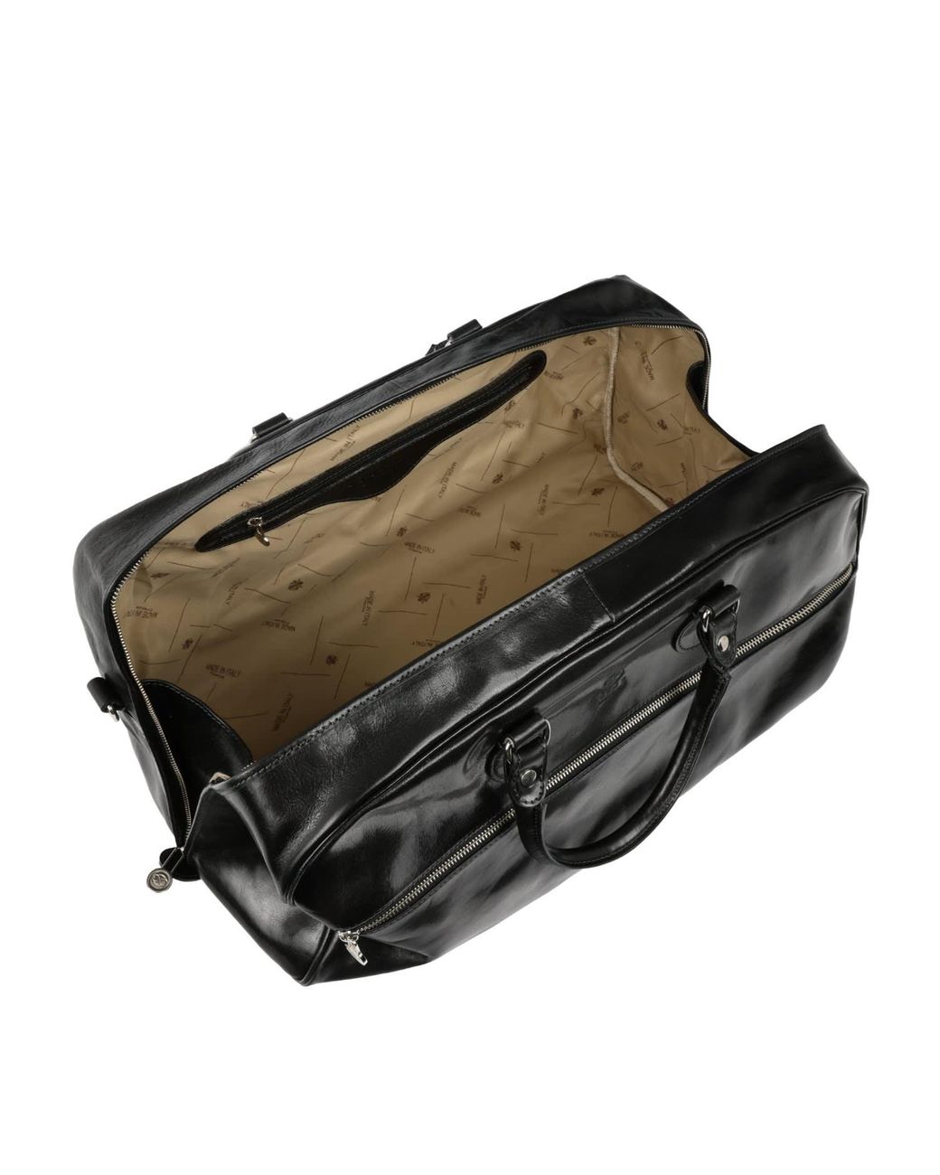 Time Resistance Black Leather Duffel Bag for men