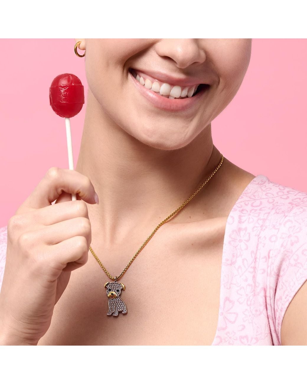 Cloud Haven Metallic Pit Bull Pendant Necklace