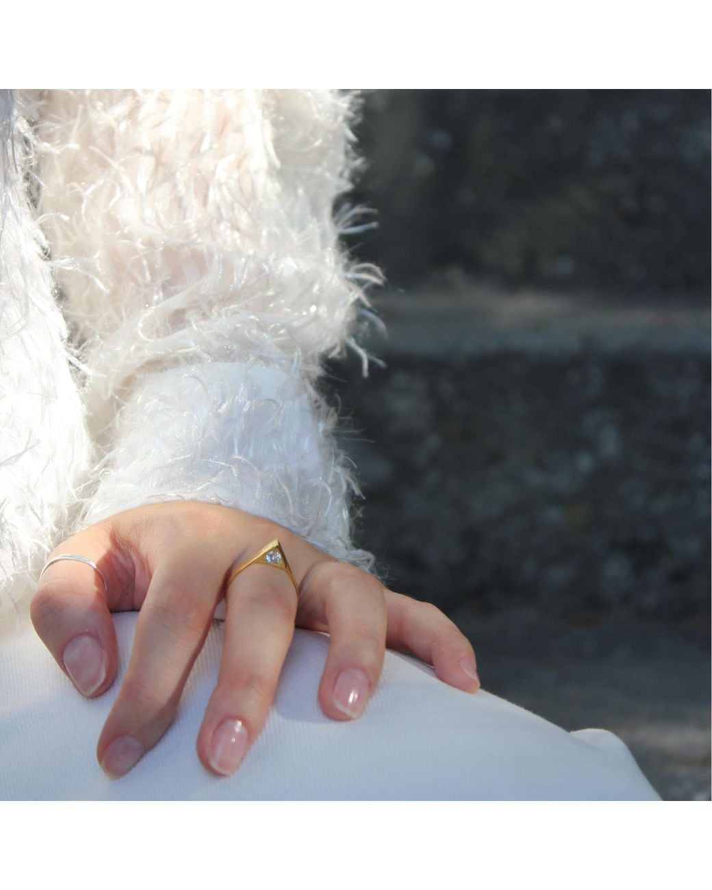 Gutta Design Metallic Aim Ring Rhodium Plated